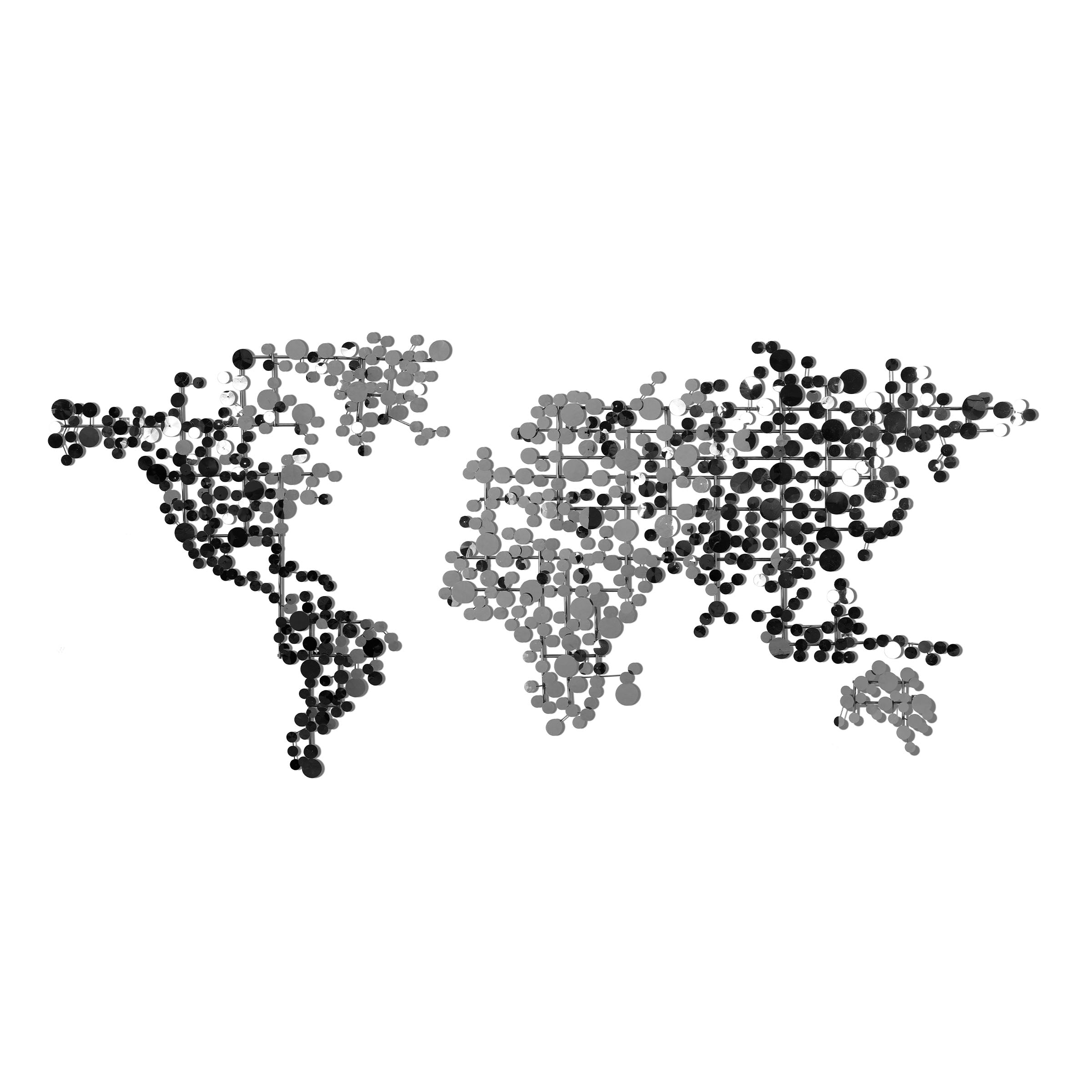 World Map Handcrafted Stainless Steel Artwork Z08025-Ch - Artwork - ebarza Furniture UAE | Shop Modern Furniture in Abu Dhabi & Dubai - مفروشات ايبازرا في الامارات | تسوق اثاث عصري وديكورات مميزة في دبي وابوظبي