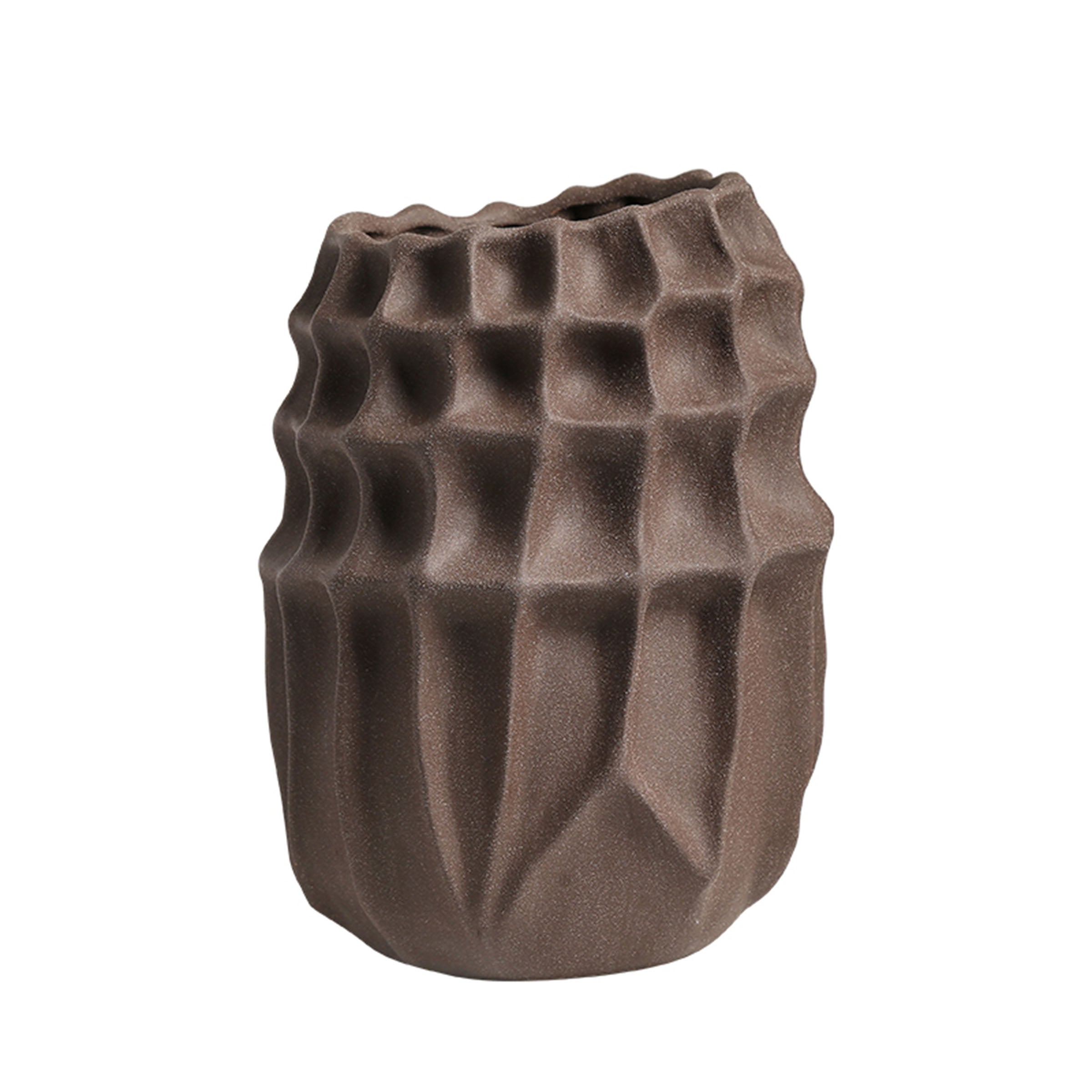 Checkered Vase-Brown-A FD-D23041A - Vases - ebarza Furniture UAE | Shop Modern Furniture in Abu Dhabi & Dubai - مفروشات ايبازرا في الامارات | تسوق اثاث عصري وديكورات مميزة في دبي وابوظبي