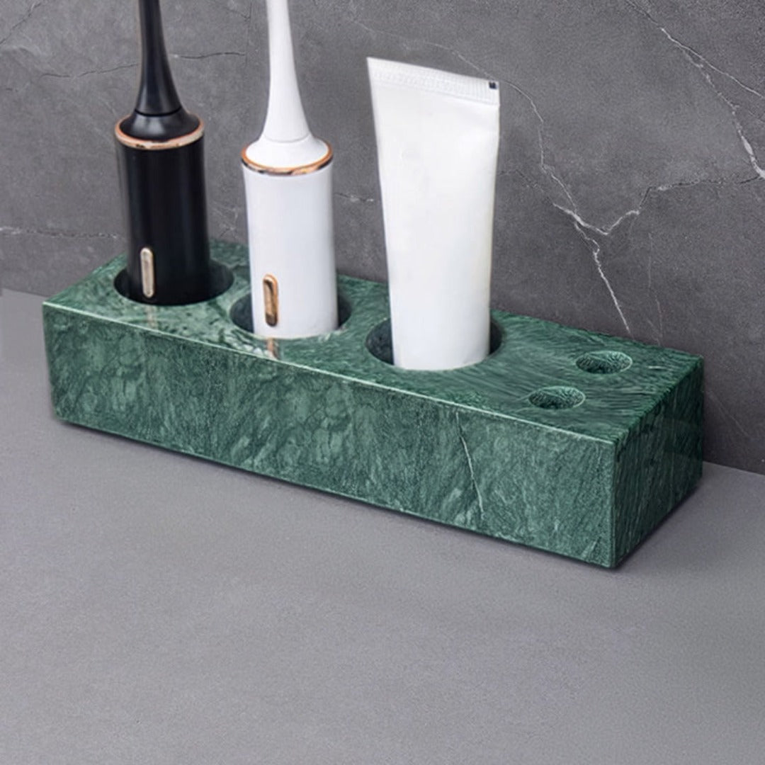 Indian Green Marble Electric Toothbrush Holder (With Crevice Brush Holes) THD840 - Bathroom Accessories - ebarza Furniture UAE | Shop Modern Furniture in Abu Dhabi & Dubai - مفروشات ايبازرا في الامارات | تسوق اثاث عصري وديكورات مميزة في دبي وابوظبي