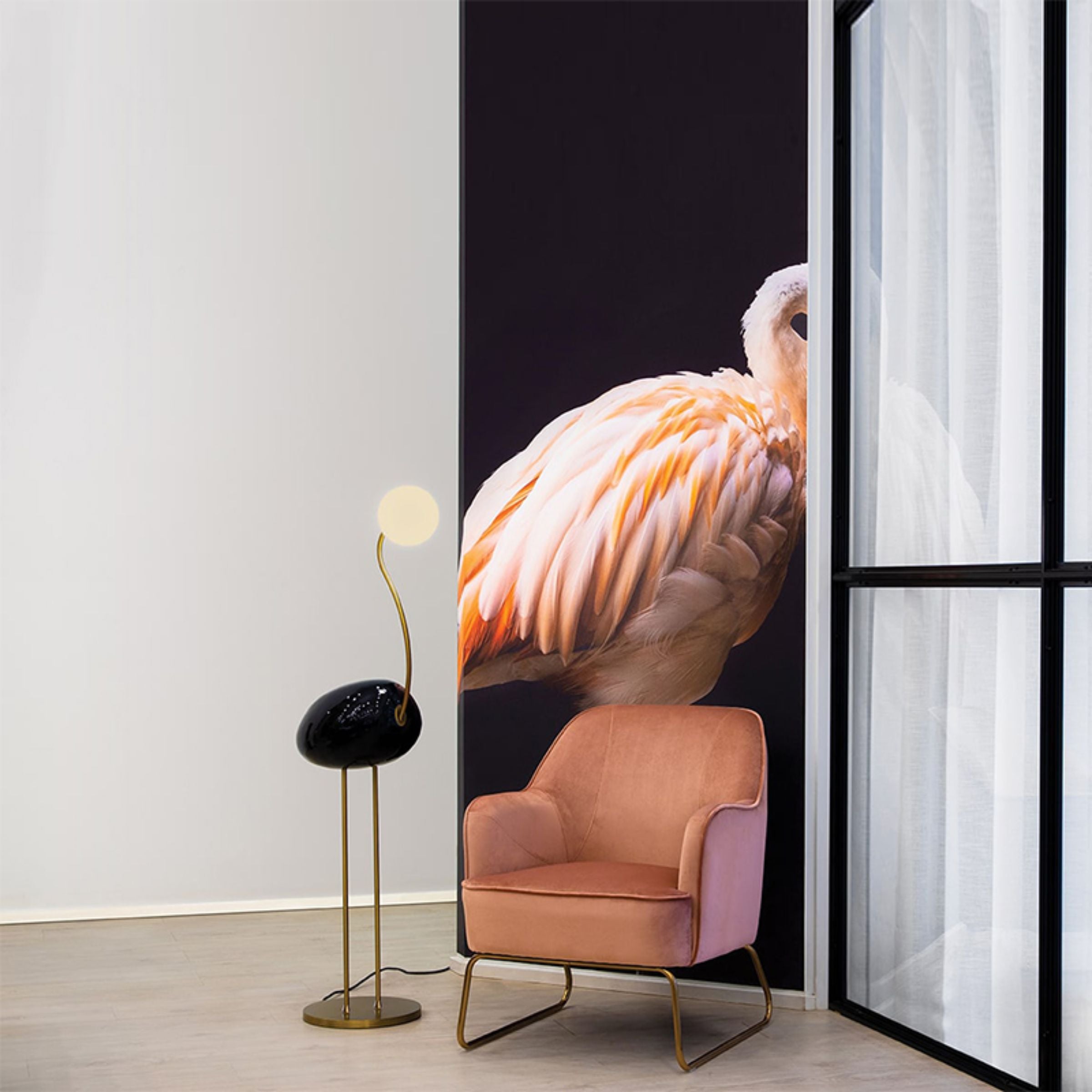 Display Item - Flamingo Floor Lamp black CY-LTD-1011-B Nakheel - DISPLAY ITEM - ebarza Furniture UAE | Shop Modern Furniture in Abu Dhabi & Dubai - مفروشات ايبازرا في الامارات | تسوق اثاث عصري وديكورات مميزة في دبي وابوظبي