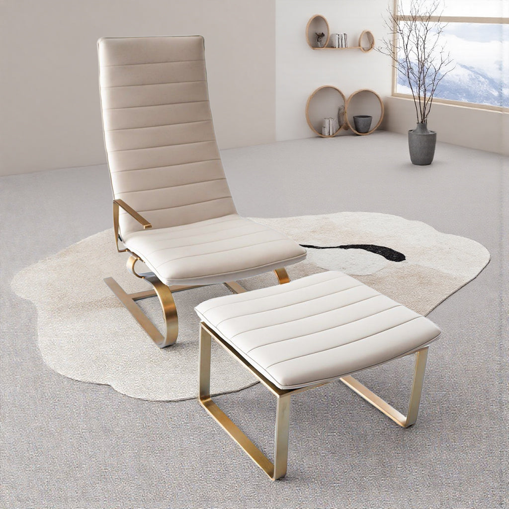 Right arm chair with Ottoman CC-OTT-302R -  Lounge Chairs - ebarza Furniture UAE | Shop Modern Furniture in Abu Dhabi & Dubai - مفروشات ايبازرا في الامارات | تسوق اثاث عصري وديكورات مميزة في دبي وابوظبي