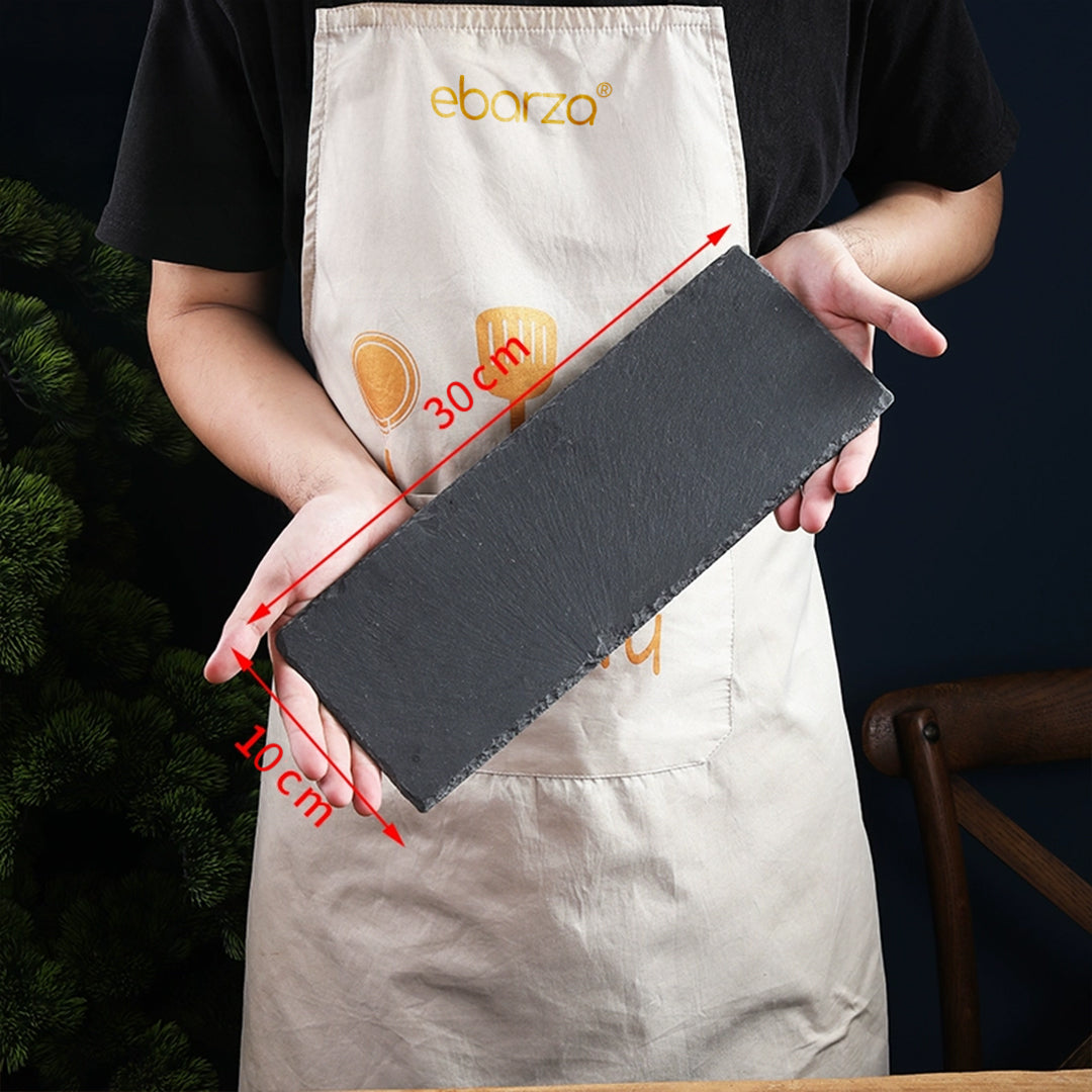 Slate Serving Board Rough Chipped Edges 30x10cm - CKPL3010B - Trays - ebarza Furniture UAE | Shop Modern Furniture in Abu Dhabi & Dubai - مفروشات ايبازرا في الامارات | تسوق اثاث عصري وديكورات مميزة في دبي وابوظبي