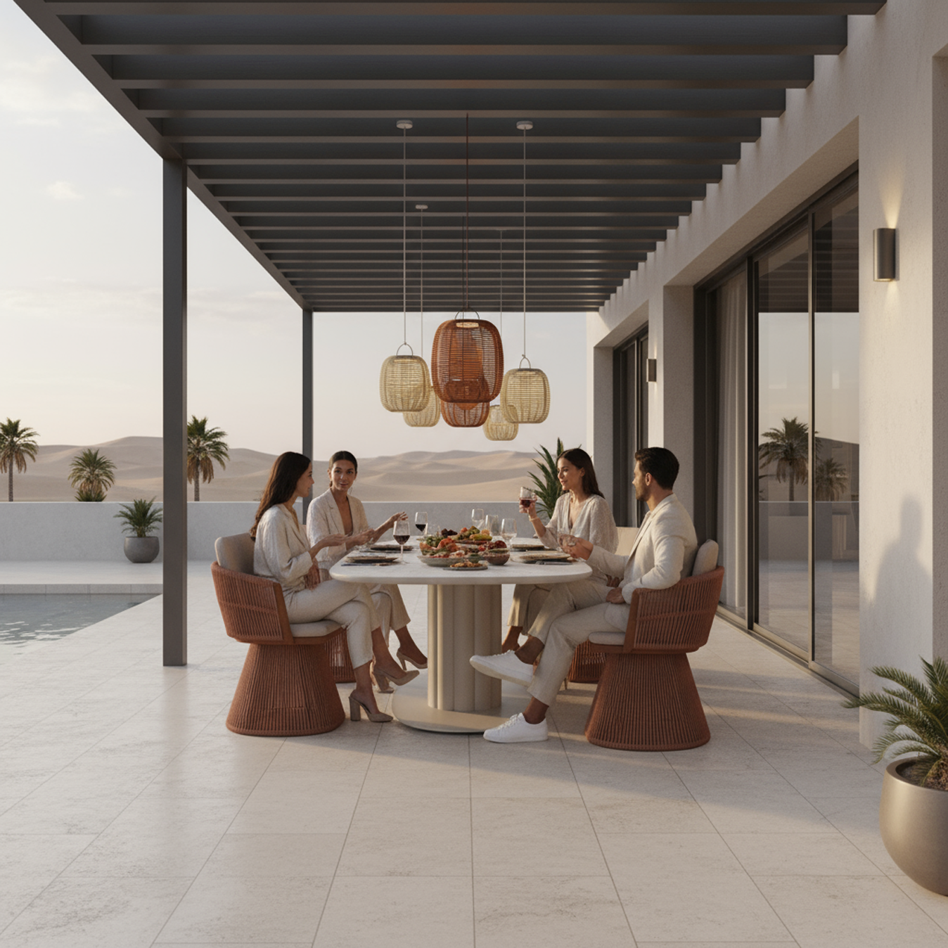 Lotus Indoor/Outdoor Dining Table - KT8602F27CER - Outdoor Tables - ebarza Furniture UAE | Shop Modern Furniture in Abu Dhabi & Dubai - مفروشات ايبازرا في الامارات | تسوق اثاث عصري وديكورات مميزة في دبي وابوظبي