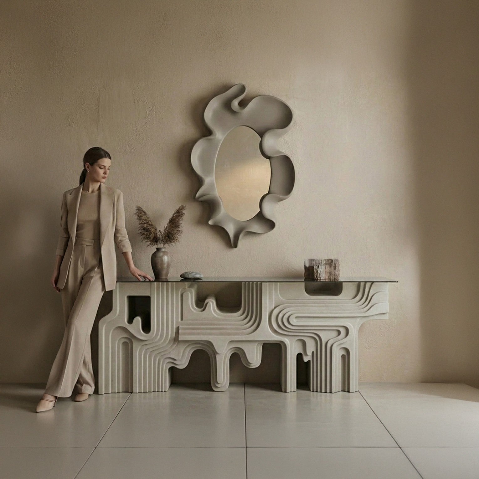 Rhapsody Console Table PC-4009-01 - Cream - Consoles - ebarza Furniture UAE | Shop Modern Furniture in Abu Dhabi & Dubai - مفروشات ايبازرا في الامارات | تسوق اثاث عصري وديكورات مميزة في دبي وابوظبي