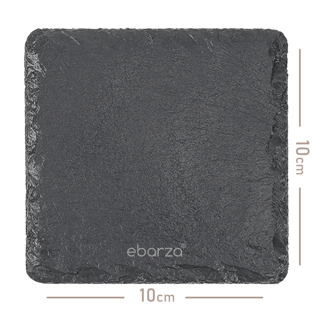 Set of 4 Slate Coasters Rough Chipped Edges 10cm - CKCA1010B - Coasters - ebarza Furniture UAE | Shop Modern Furniture in Abu Dhabi & Dubai - مفروشات ايبازرا في الامارات | تسوق اثاث عصري وديكورات مميزة في دبي وابوظبي