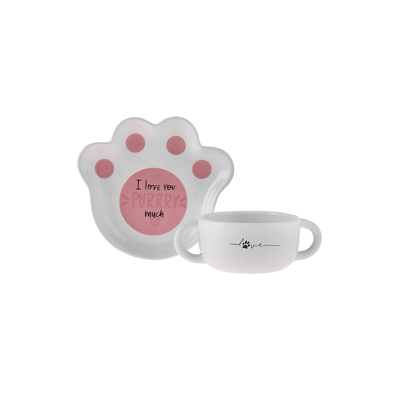 Karaca Cat Plate Bowl Food Set 153.03.05.0290 - Bowls - ebarza Furniture UAE | Shop Modern Furniture in Abu Dhabi & Dubai - مفروشات ايبازرا في الامارات | تسوق اثاث عصري وديكورات مميزة في دبي وابوظبي