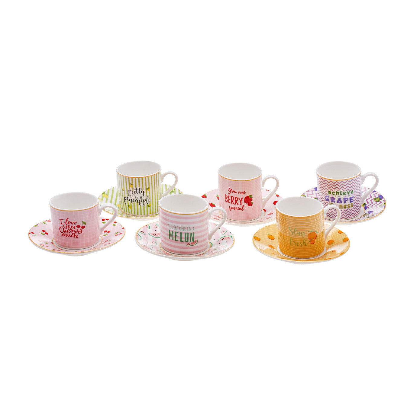 Karaca Fruitee Coffee Cup Set of 6 90 ml 153.03.06.6811 - Coffee Sets - ebarza Furniture UAE | Shop Modern Furniture in Abu Dhabi & Dubai - مفروشات ايبازرا في الامارات | تسوق اثاث عصري وديكورات مميزة في دبي وابوظبي