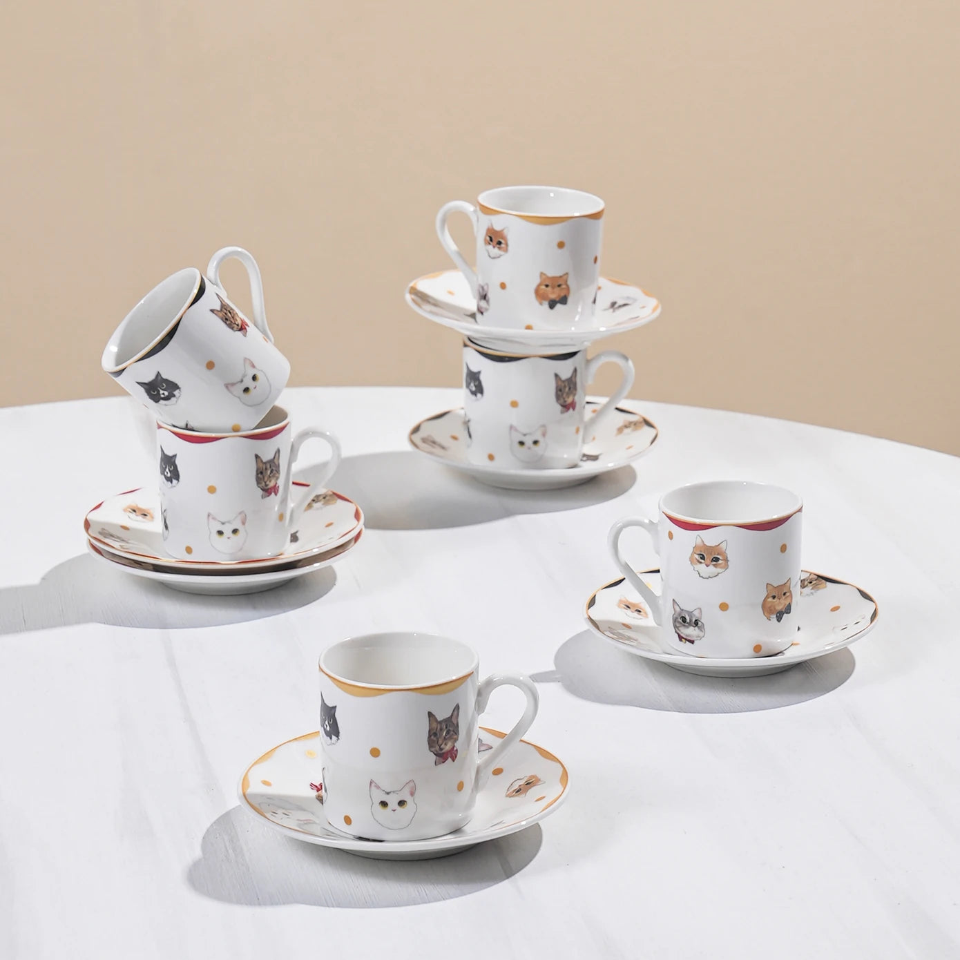 Karaca Gato Coffee Cup Set of 6 People 80 ml 153.03.06.8749 -  Coffee Sets - ebarza Furniture UAE | Shop Modern Furniture in Abu Dhabi & Dubai - مفروشات ايبازرا في الامارات | تسوق اثاث عصري وديكورات مميزة في دبي وابوظبي
