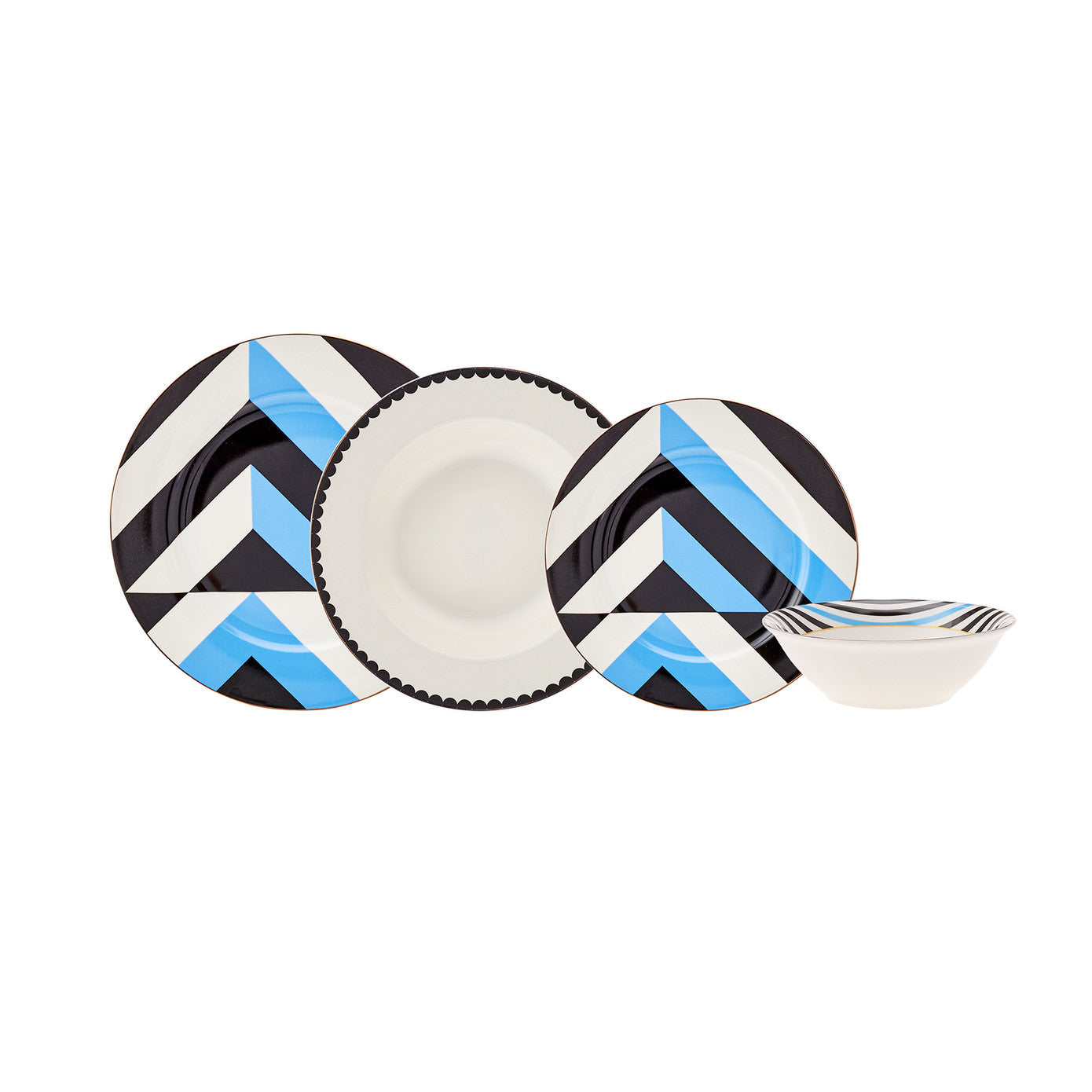 Karaca Posts Porcelain 24 Piece 6 Person Dinner Set Blue 153.03.06.9345 - Dinnerware Sets - ebarza Furniture UAE | Shop Modern Furniture in Abu Dhabi & Dubai - مفروشات ايبازرا في الامارات | تسوق اثاث عصري وديكورات مميزة في دبي وابوظبي