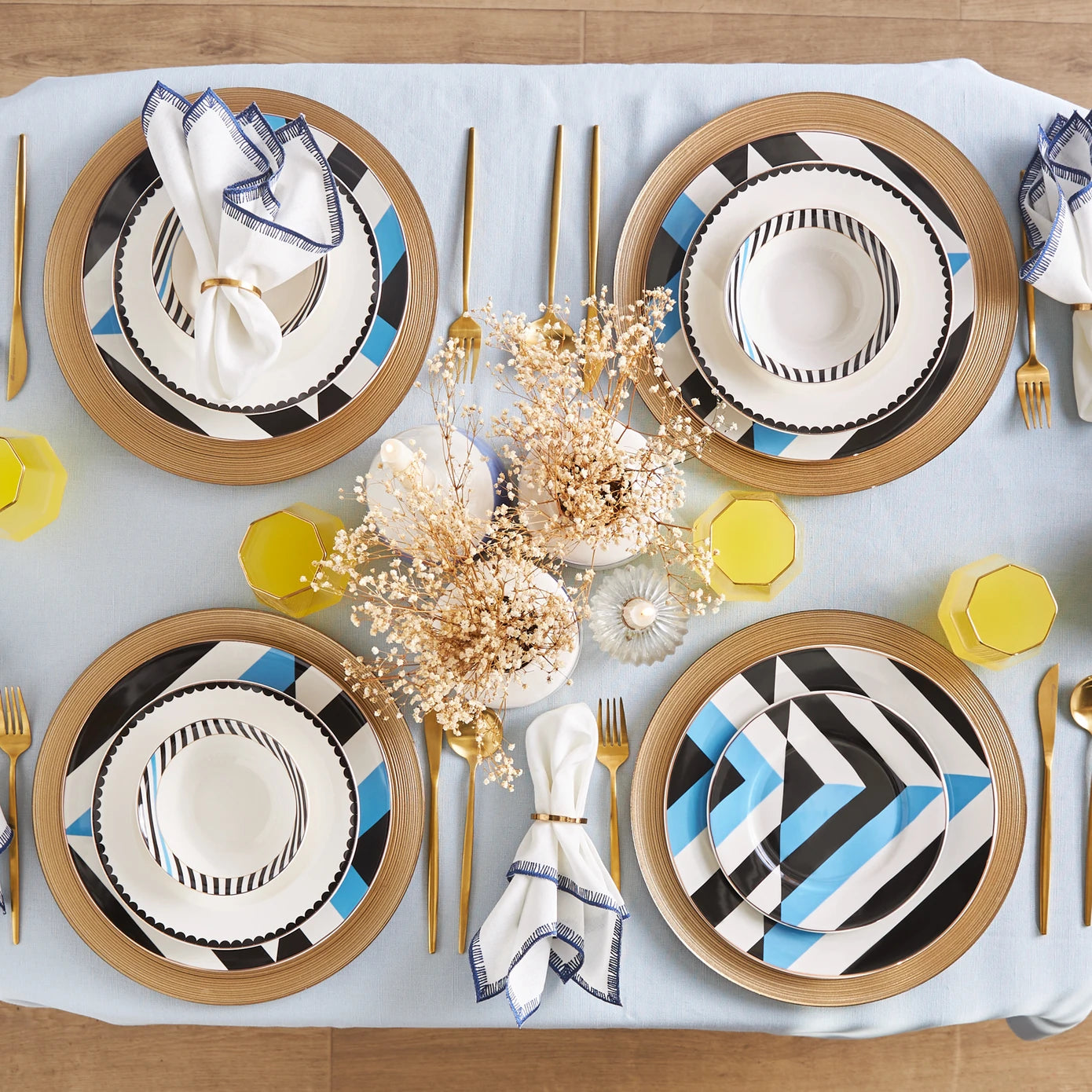 Karaca Posts Porcelain 24 Piece 6 Person Dinner Set Blue 153.03.06.9345 -  Dinnerware Sets - ebarza Furniture UAE | Shop Modern Furniture in Abu Dhabi & Dubai - مفروشات ايبازرا في الامارات | تسوق اثاث عصري وديكورات مميزة في دبي وابوظبي