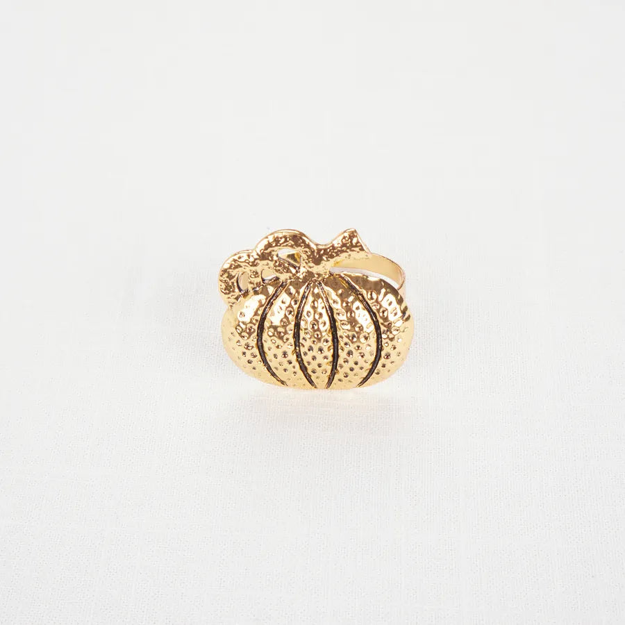 Karaca Halloween Pumpkin Napkin Ring Set, 4 Piece, 6.5cm, Gold 153.09.01.1058 - Napkin Rings - ebarza Furniture UAE | Shop Modern Furniture in Abu Dhabi & Dubai - مفروشات ايبازرا في الامارات | تسوق اثاث عصري وديكورات مميزة في دبي وابوظبي