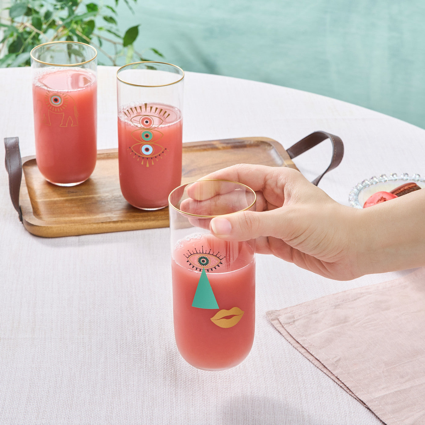 Karaca Lizzie 3-pack Soft Drink Glass 153.09.01.4699 - Cookware Sets - ebarza Furniture UAE | Shop Modern Furniture in Abu Dhabi & Dubai - مفروشات ايبازرا في الامارات | تسوق اثاث عصري وديكورات مميزة في دبي وابوظبي