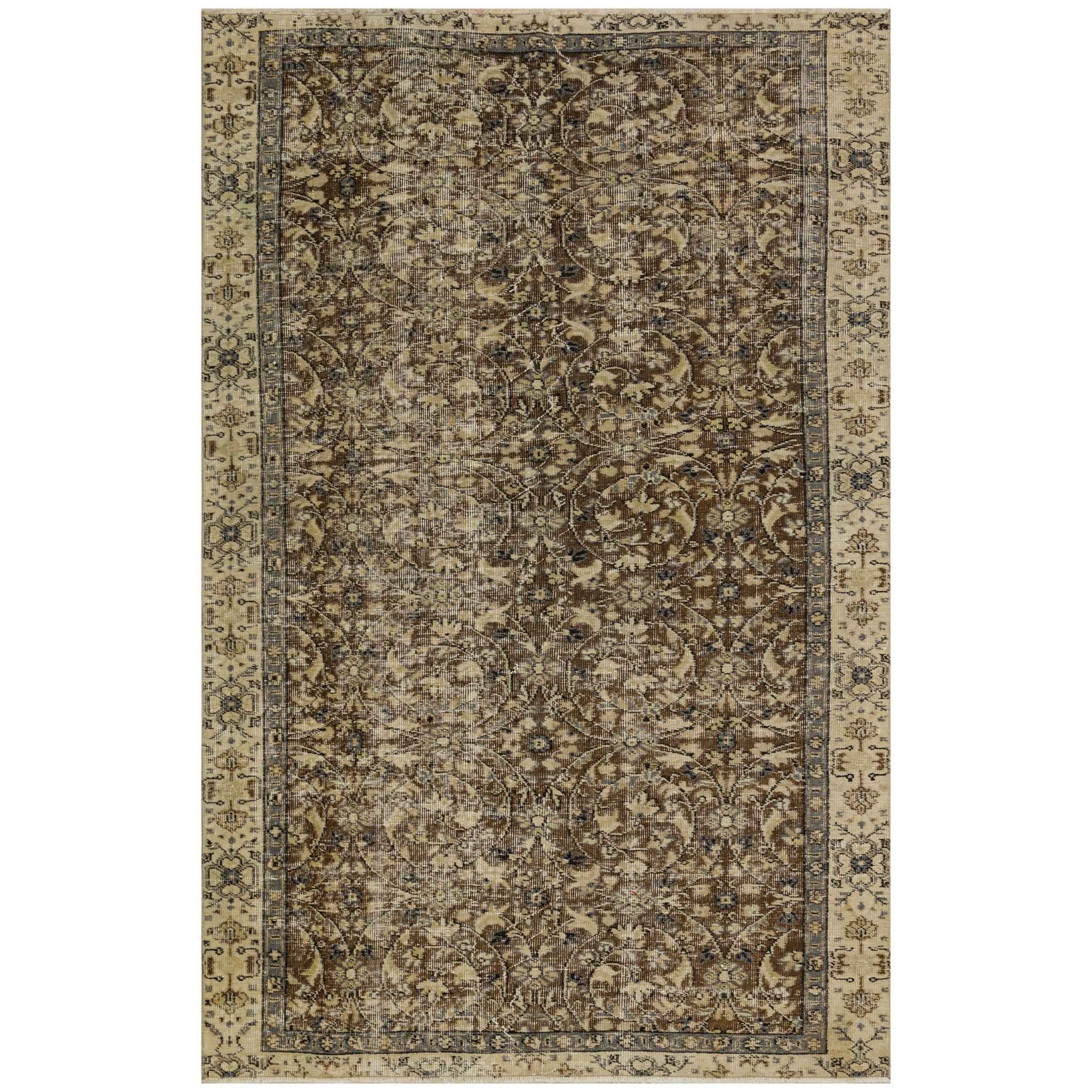 154 X 242 Cm Anatolian Hand Knotted Carpet Vintage Style 7547 -  Rugs - ebarza Furniture UAE | Shop Modern Furniture in Abu Dhabi & Dubai - مفروشات ايبازرا في الامارات | تسوق اثاث عصري وديكورات مميزة في دبي وابوظبي