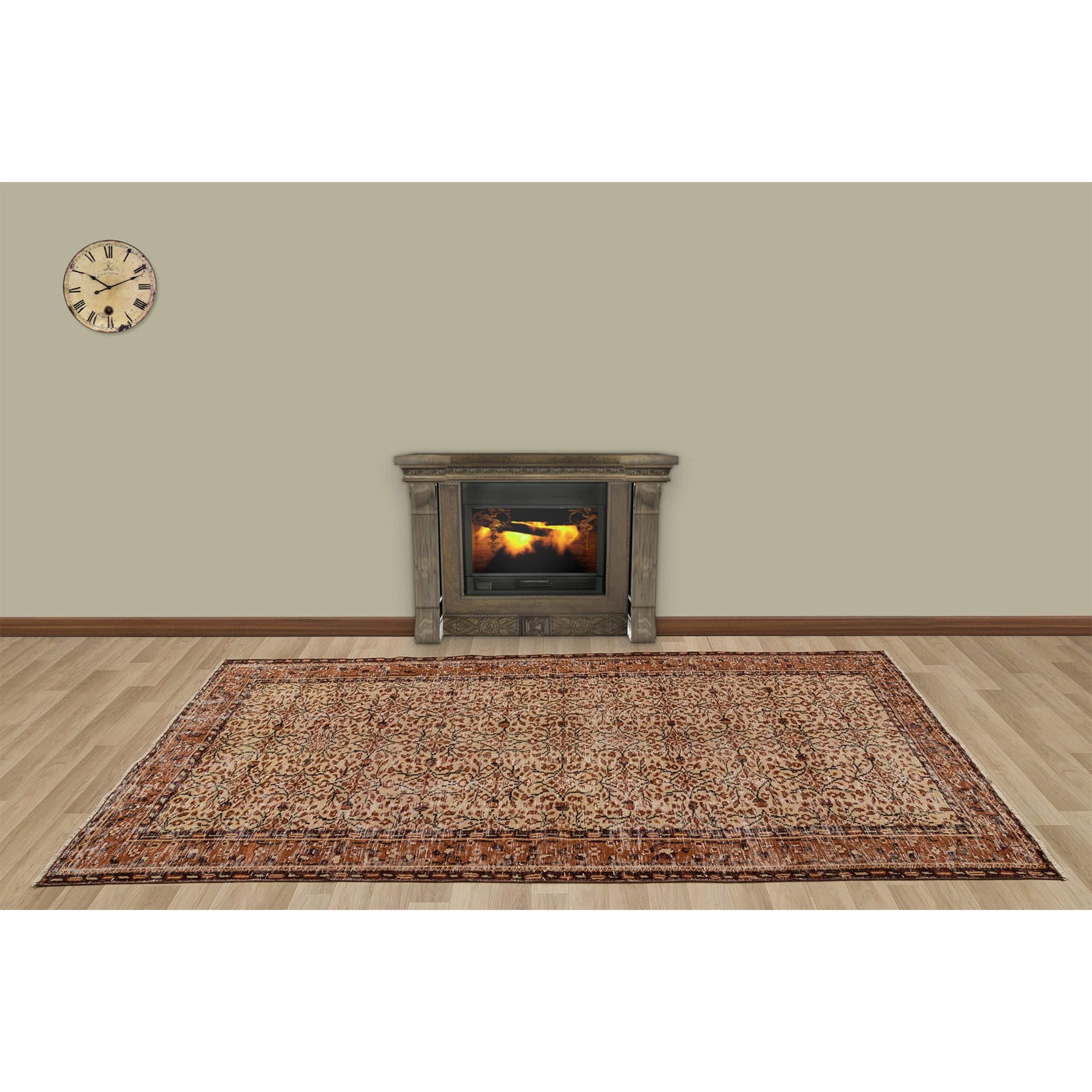 159 X 268 Anatolian Hand  Knotted Carpet Vintage Style 7256 -  Rugs - ebarza Furniture UAE | Shop Modern Furniture in Abu Dhabi & Dubai - مفروشات ايبازرا في الامارات | تسوق اثاث عصري وديكورات مميزة في دبي وابوظبي