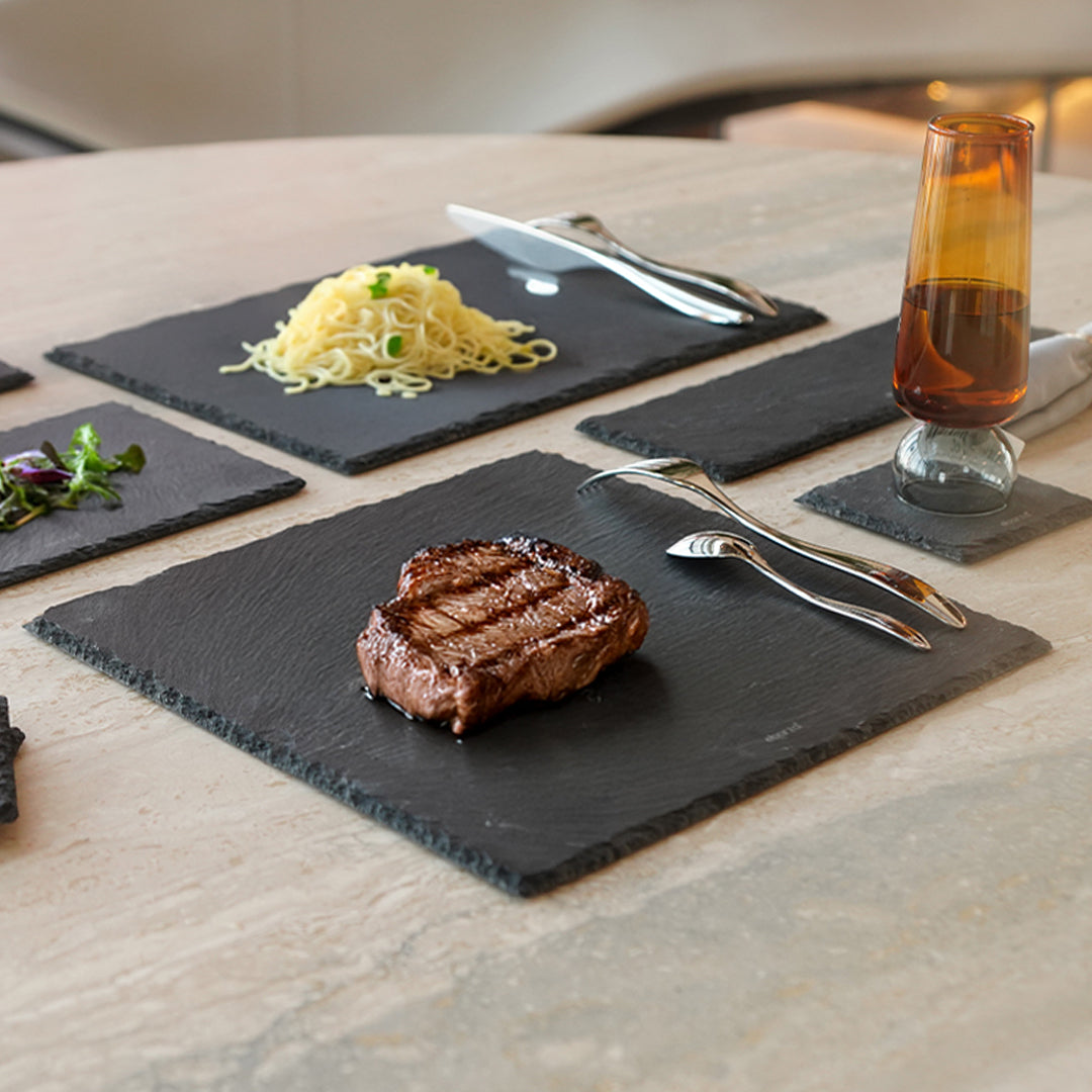 Slate Serving Board Rough Chipped Edges 30x30cm - CKPL3030B - Trays - ebarza Furniture UAE | Shop Modern Furniture in Abu Dhabi & Dubai - مفروشات ايبازرا في الامارات | تسوق اثاث عصري وديكورات مميزة في دبي وابوظبي