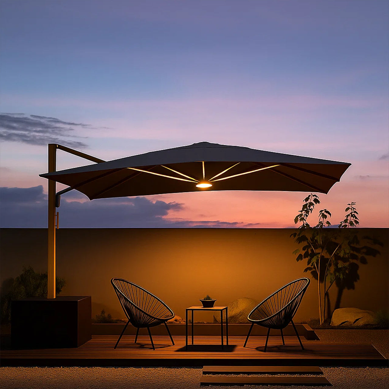 Opal Cantilever Umbrella With Base DC-LUP-117 / DC-BC-136 - Outdoor Umbrellas - ebarza Furniture UAE | Shop Modern Furniture in Abu Dhabi & Dubai - مفروشات ايبازرا في الامارات | تسوق اثاث عصري وديكورات مميزة في دبي وابوظبي