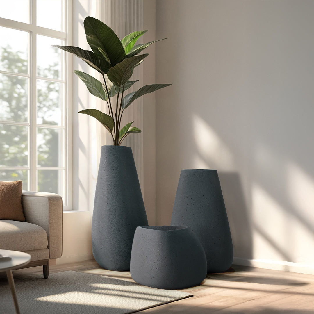 Set Of 3 Outdoor/Indoor Fiberglass Concrete Planter Box Xk-8177A+B+C - Planter Boxes - ebarza Furniture UAE | Shop Modern Furniture in Abu Dhabi & Dubai - مفروشات ايبازرا في الامارات | تسوق اثاث عصري وديكورات مميزة في دبي وابوظبي