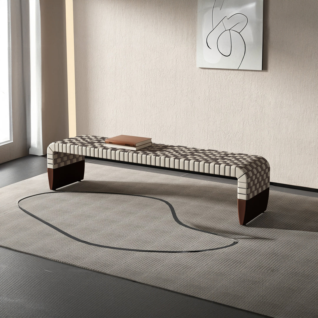 Hanzo Solid Wood & Saddle Leather Bench - JK-A176 - Benches - ebarza Furniture UAE | Shop Modern Furniture in Abu Dhabi & Dubai - مفروشات ايبازرا في الامارات | تسوق اثاث عصري وديكورات مميزة في دبي وابوظبي