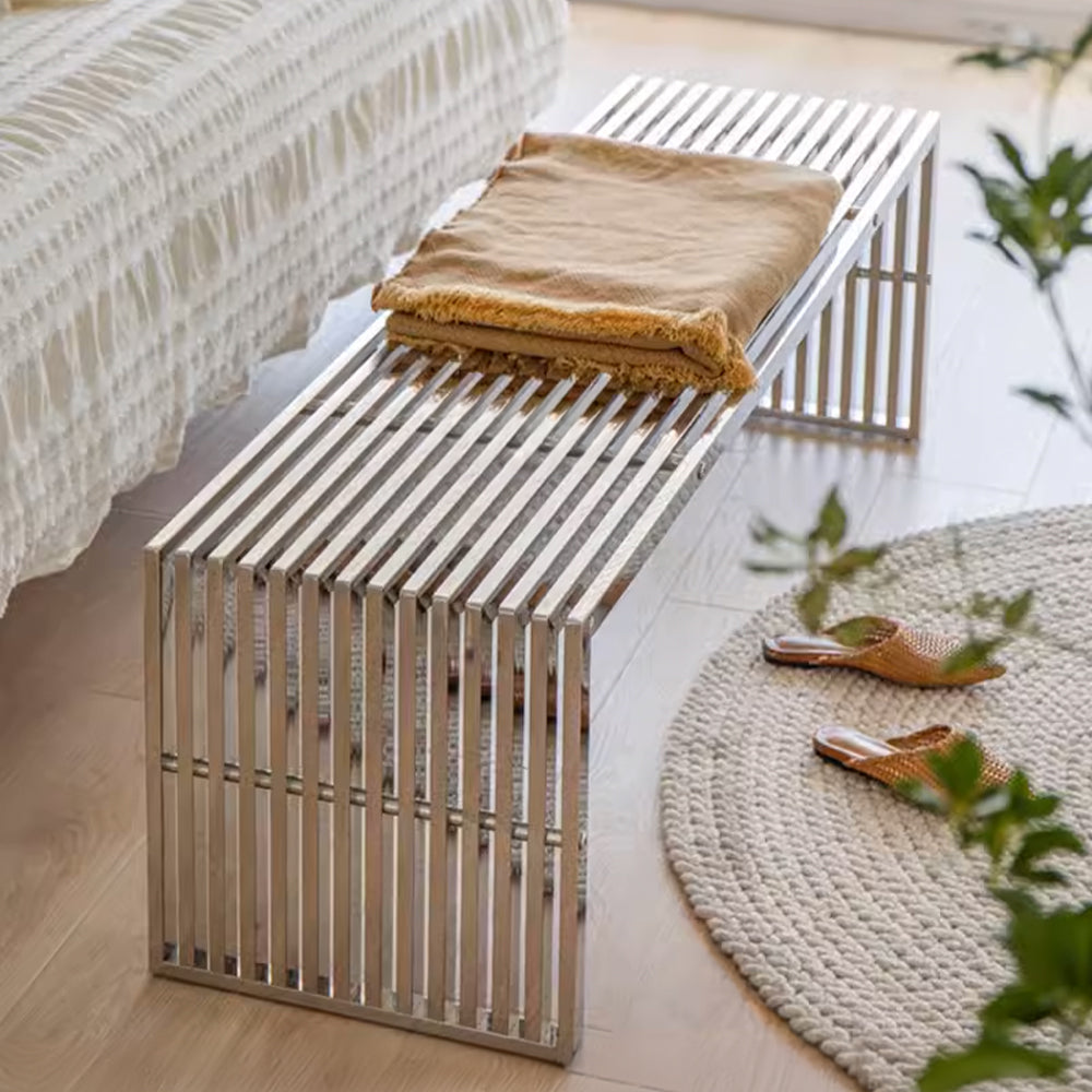 Mid Century Stainless Bench Psh-48-C - Benches - ebarza Furniture UAE | Shop Modern Furniture in Abu Dhabi & Dubai - مفروشات ايبازرا في الامارات | تسوق اثاث عصري وديكورات مميزة في دبي وابوظبي