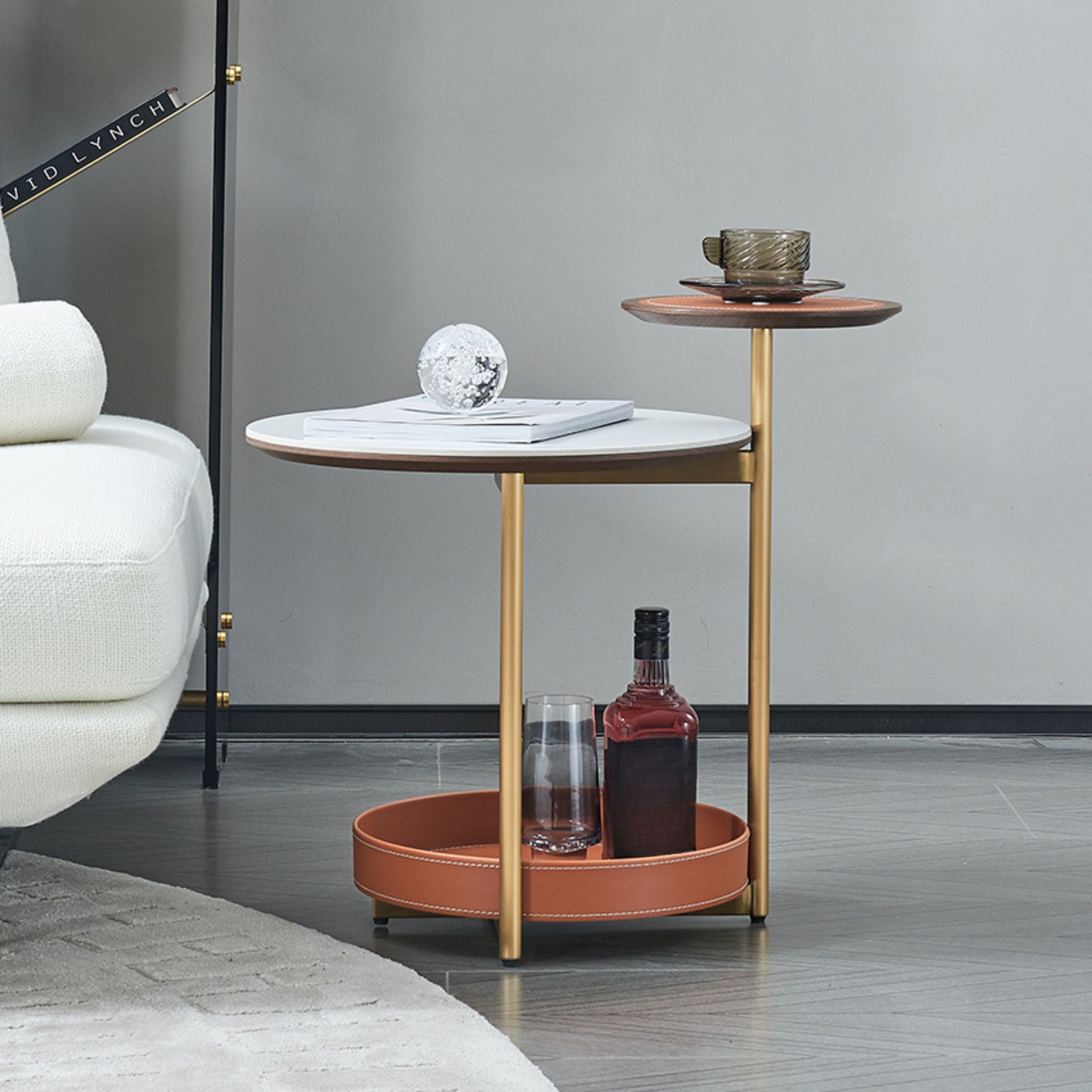 Mycroft Saddle Leather Side Table MLL-D47 -  Side Tables - ebarza Furniture UAE | Shop Modern Furniture in Abu Dhabi & Dubai - مفروشات ايبازرا في الامارات | تسوق اثاث عصري وديكورات مميزة في دبي وابوظبي