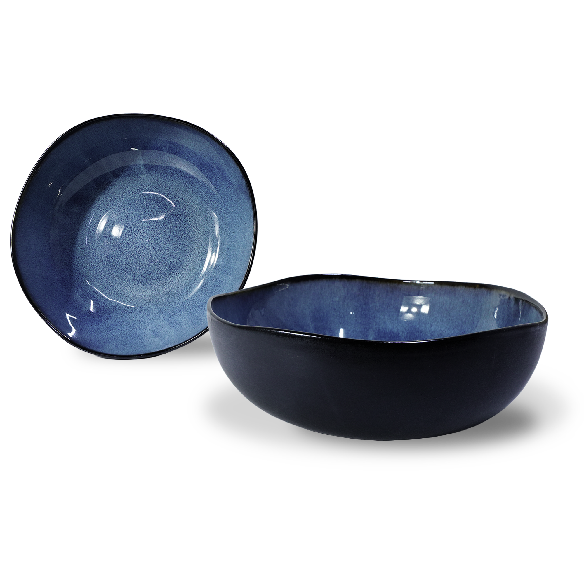 Blue Wave Big Bowl Black and Blue HZ3108 -  Bowls - ebarza Furniture UAE | Shop Modern Furniture in Abu Dhabi & Dubai - مفروشات ايبازرا في الامارات | تسوق اثاث عصري وديكورات مميزة في دبي وابوظبي