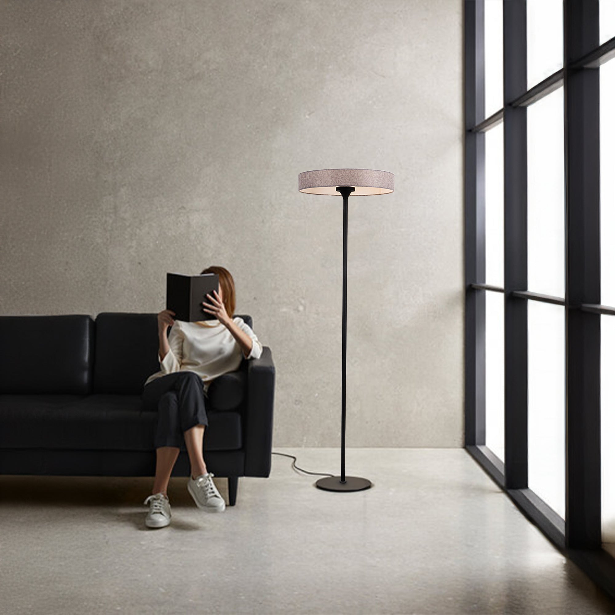 Crescent LED 155x45 Metal Aluminum Fabric Floor Lamp Crescent-02FL - Floor Lamps - ebarza Furniture UAE | Shop Modern Furniture in Abu Dhabi & Dubai - مفروشات ايبازرا في الامارات | تسوق اثاث عصري وديكورات مميزة في دبي وابوظبي