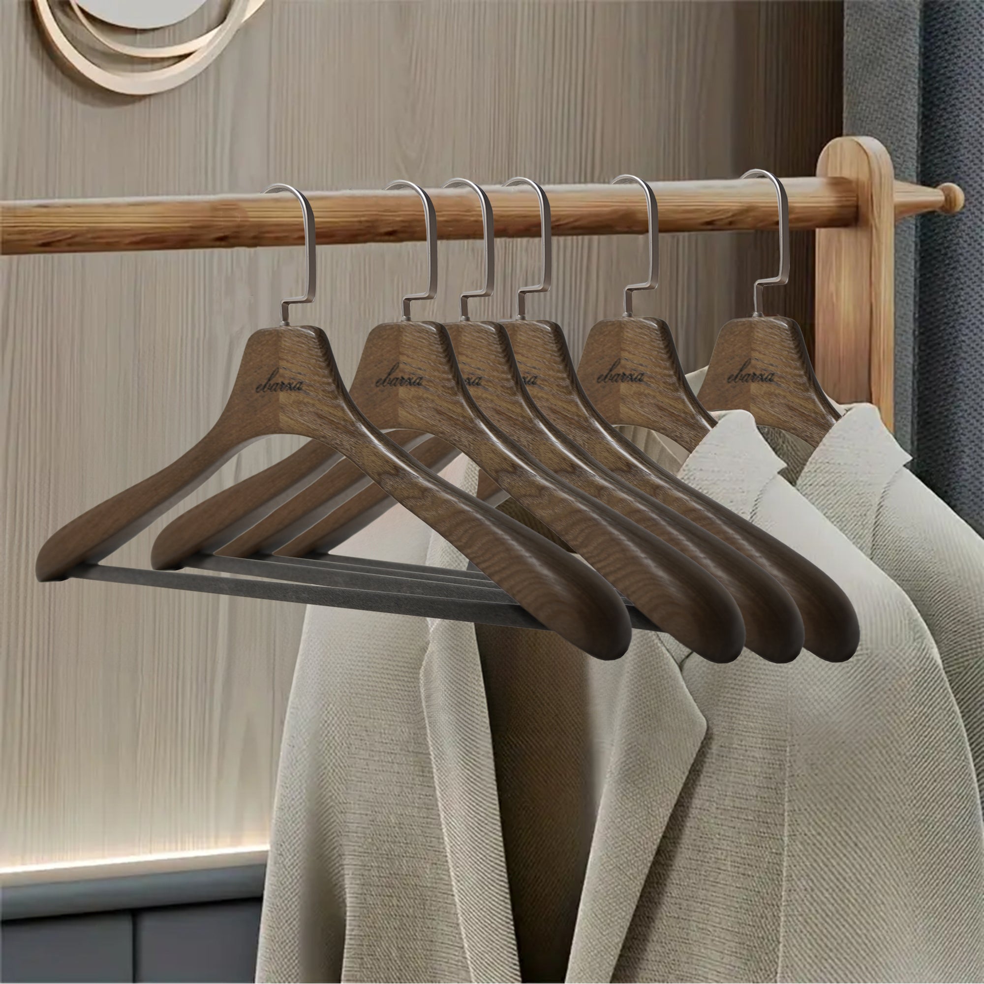 Ash Wood Garment Hanger LWH001 - Hangers - ebarza Furniture UAE | Shop Modern Furniture in Abu Dhabi & Dubai - مفروشات ايبازرا في الامارات | تسوق اثاث عصري وديكورات مميزة في دبي وابوظبي