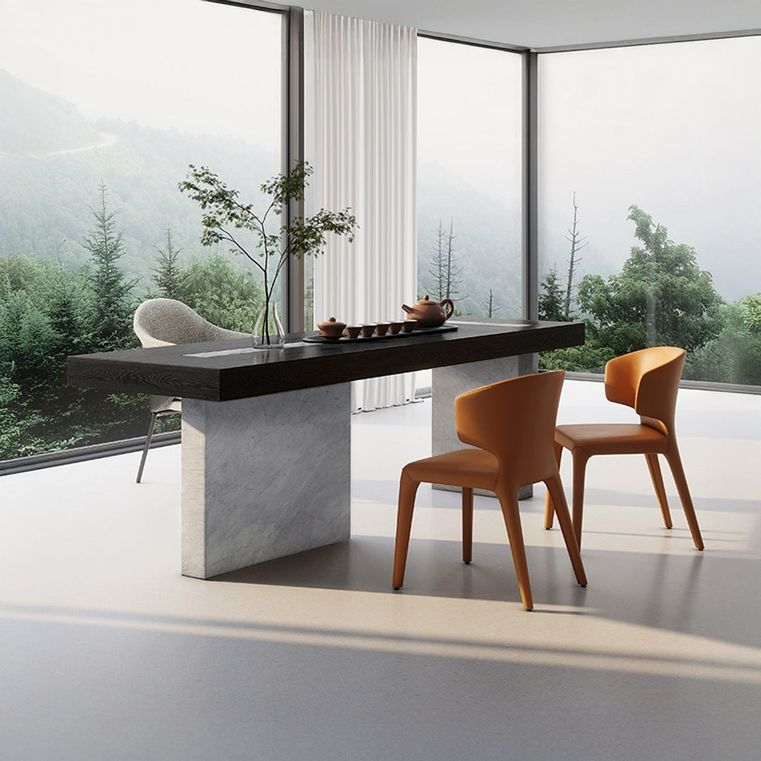 Dark Emperador Rectangular Dining Table JK-W009 - Dining Tables - ebarza Furniture UAE | Shop Modern Furniture in Abu Dhabi & Dubai - مفروشات ايبازرا في الامارات | تسوق اثاث عصري وديكورات مميزة في دبي وابوظبي