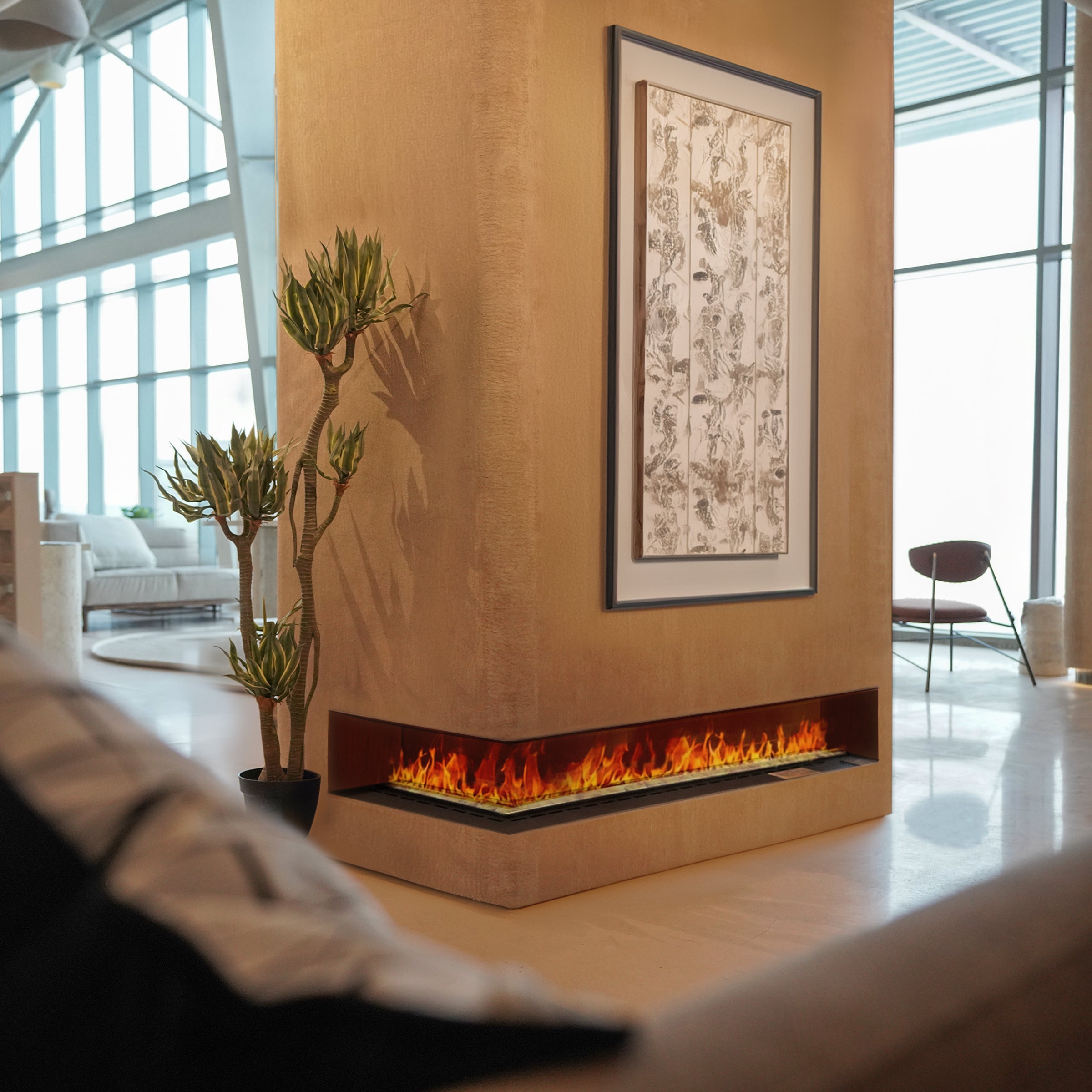 L-shaped smart Water Vapor Electric Fireplace Positive-1500-left-600 - Electric Fireplace - ebarza Furniture UAE | Shop Modern Furniture in Abu Dhabi & Dubai - مفروشات ايبازرا في الامارات | تسوق اثاث عصري وديكورات مميزة في دبي وابوظبي
