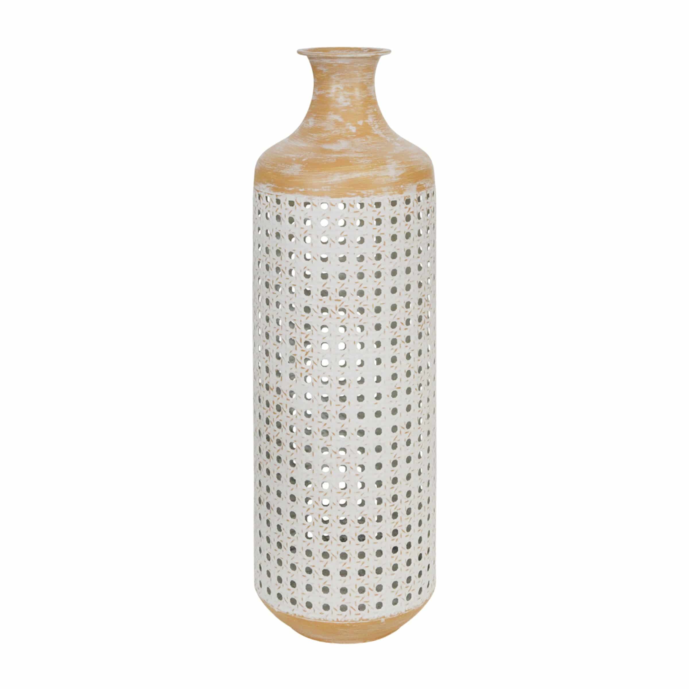 2-Tone Metal Vase 55 Cm - White 15390-02 -  Vases - ebarza Furniture UAE | Shop Modern Furniture in Abu Dhabi & Dubai - مفروشات ايبازرا في الامارات | تسوق اثاث عصري وديكورات مميزة في دبي وابوظبي
