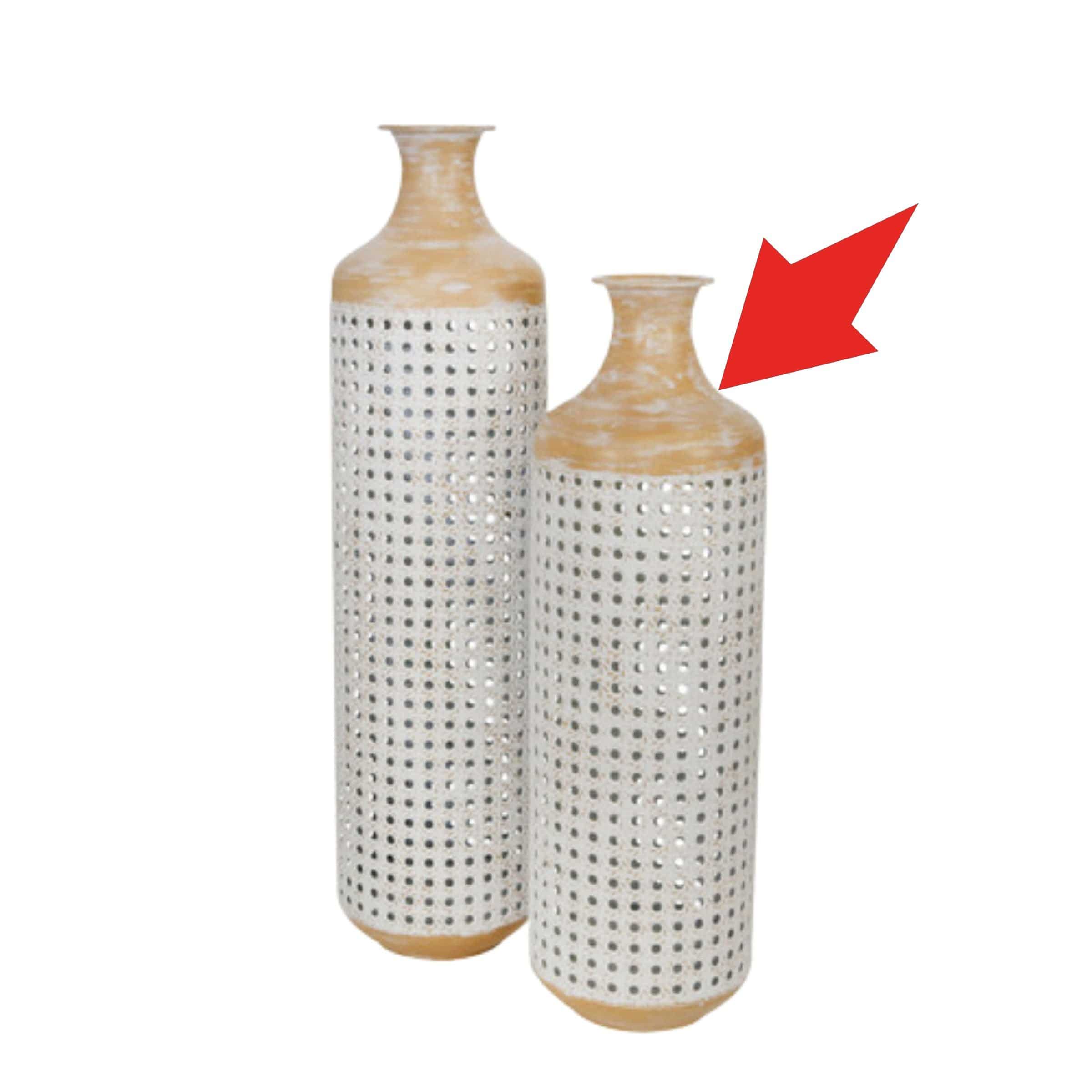 2-Tone Metal Vase 55 Cm - White 15390-02 -  Vases - ebarza Furniture UAE | Shop Modern Furniture in Abu Dhabi & Dubai - مفروشات ايبازرا في الامارات | تسوق اثاث عصري وديكورات مميزة في دبي وابوظبي