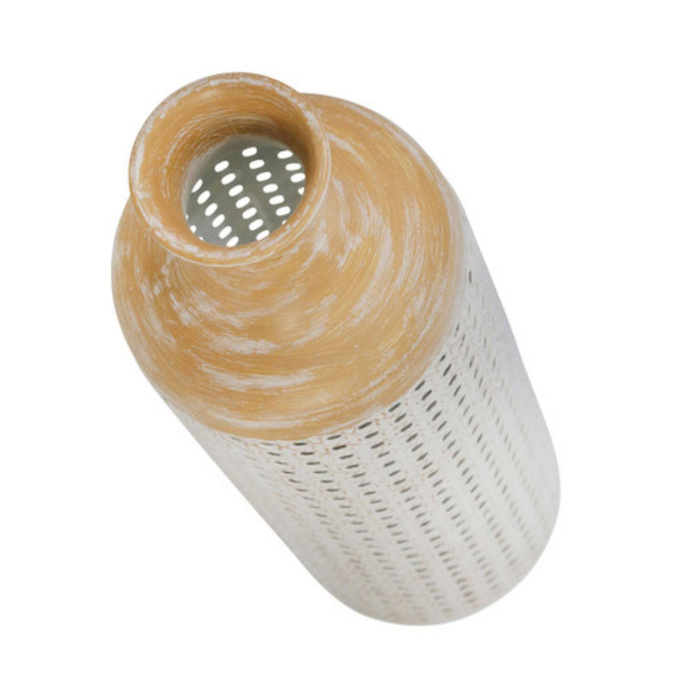 2-Tone Metal Vase 55 Cm - White 15390-02 -  Vases - ebarza Furniture UAE | Shop Modern Furniture in Abu Dhabi & Dubai - مفروشات ايبازرا في الامارات | تسوق اثاث عصري وديكورات مميزة في دبي وابوظبي