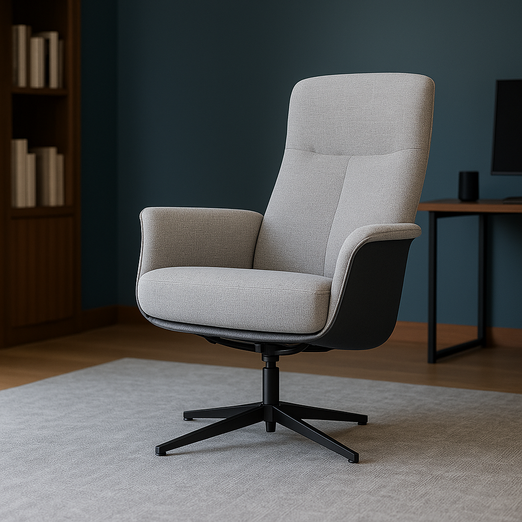 Black leather Swivel Lounge Chair SL-HJ3461 -  Lounge Chairs - ebarza Furniture UAE | Shop Modern Furniture in Abu Dhabi & Dubai - مفروشات ايبازرا في الامارات | تسوق اثاث عصري وديكورات مميزة في دبي وابوظبي