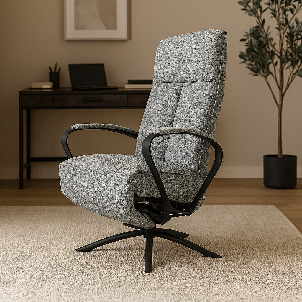 Gray Relax Swivel and Recliner Lounge Chair With Black Legs  SL-HJ5828MFM -  Lounge Chairs - ebarza Furniture UAE | Shop Modern Furniture in Abu Dhabi & Dubai - مفروشات ايبازرا في الامارات | تسوق اثاث عصري وديكورات مميزة في دبي وابوظبي