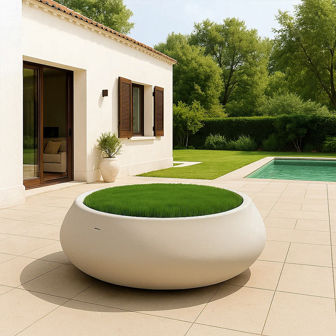 Indoor/Outdoor Beige Plant Pot XK-0001 -  Planter Boxes - ebarza Furniture UAE | Shop Modern Furniture in Abu Dhabi & Dubai - مفروشات ايبازرا في الامارات | تسوق اثاث عصري وديكورات مميزة في دبي وابوظبي