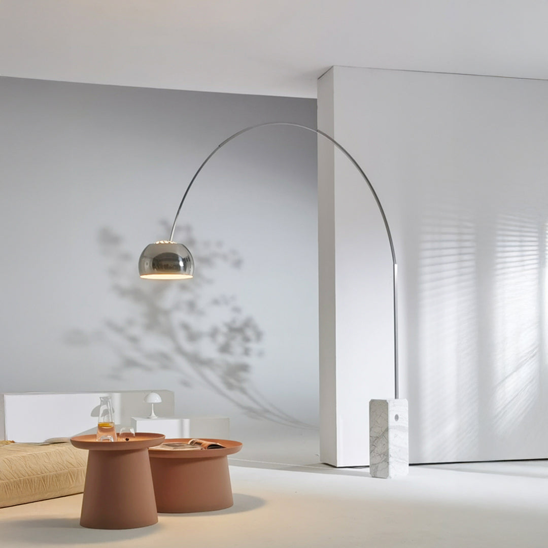 Arc Lamp With Natural Marble Base Bp0078-C - Floor Lamps - ebarza Furniture UAE | Shop Modern Furniture in Abu Dhabi & Dubai - مفروشات ايبازرا في الامارات | تسوق اثاث عصري وديكورات مميزة في دبي وابوظبي