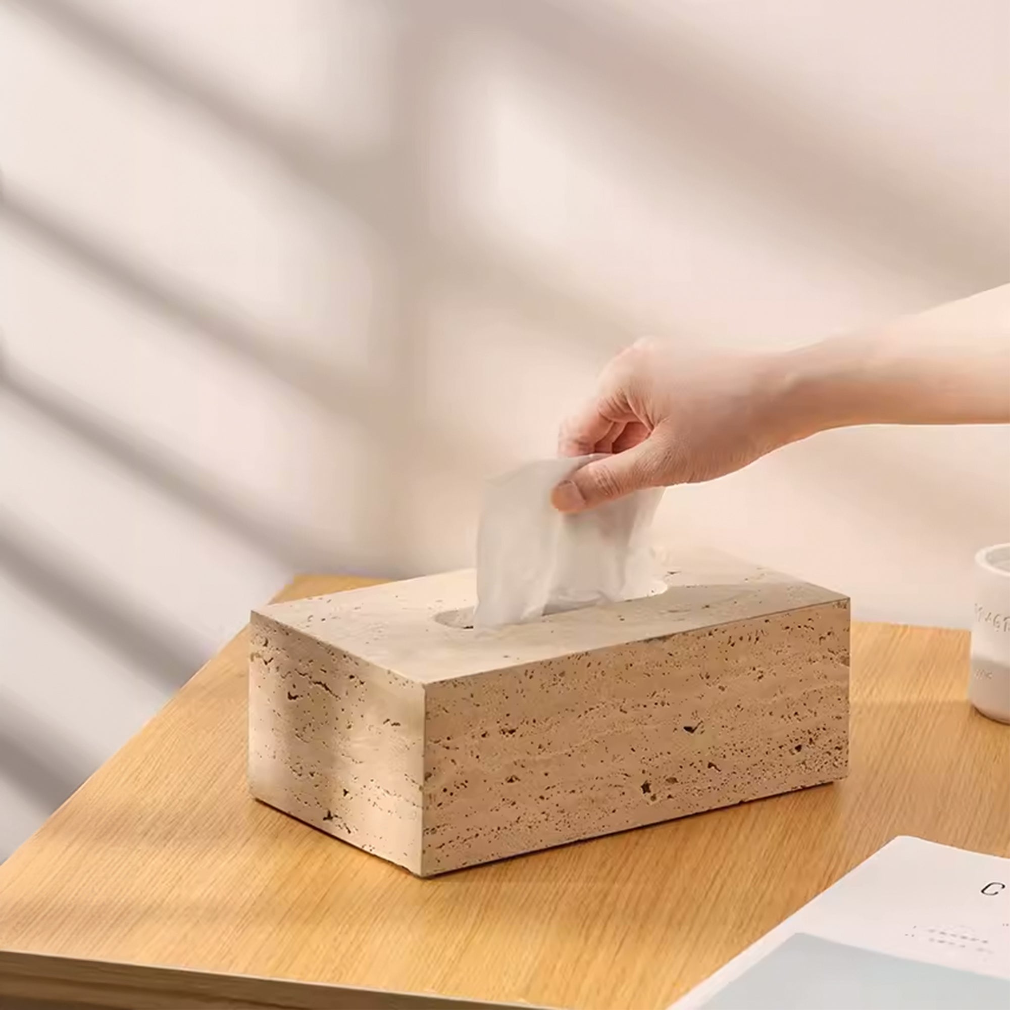 Yellow Travertine Rectangular Tissue Box SBK834-5A - Home Decor Figurines - ebarza Furniture UAE | Shop Modern Furniture in Abu Dhabi & Dubai - مفروشات ايبازرا في الامارات | تسوق اثاث عصري وديكورات مميزة في دبي وابوظبي