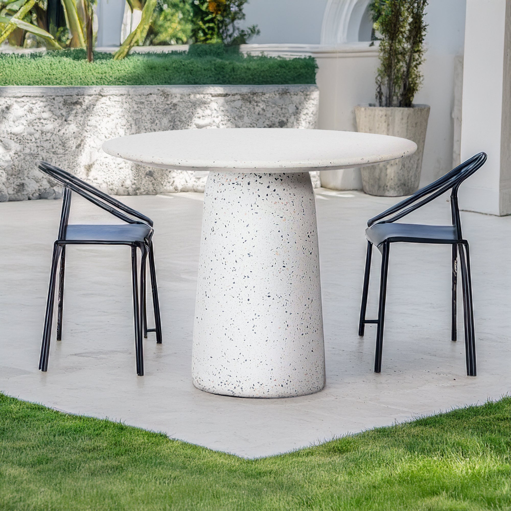 White TERRAZZO Dinning Table BP4911 - Dining Tables - ebarza Furniture UAE | Shop Modern Furniture in Abu Dhabi & Dubai - مفروشات ايبازرا في الامارات | تسوق اثاث عصري وديكورات مميزة في دبي وابوظبي