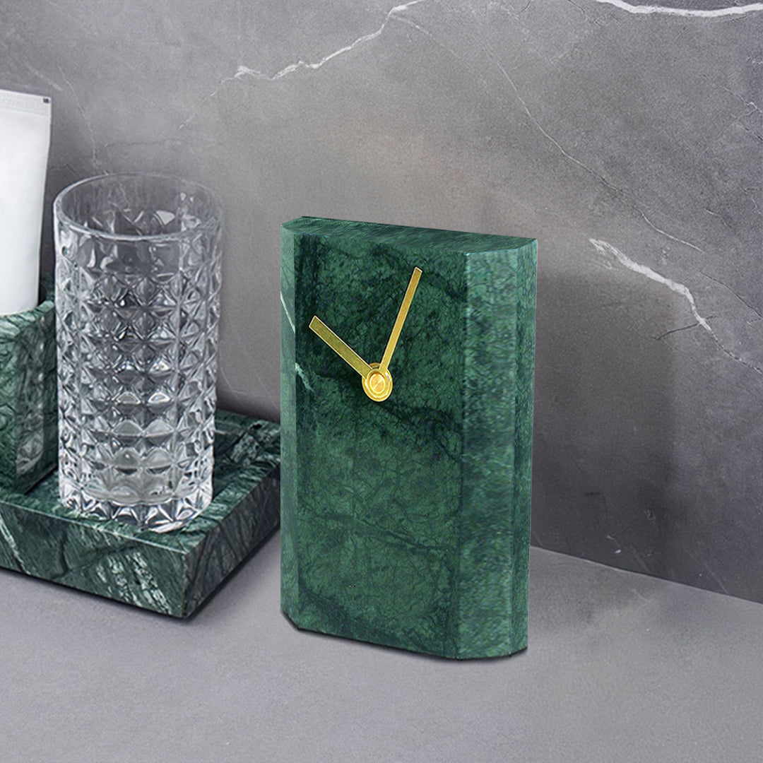 Indian Green Marble Table Clock TCE840 - Clocks - ebarza Furniture UAE | Shop Modern Furniture in Abu Dhabi & Dubai - مفروشات ايبازرا في الامارات | تسوق اثاث عصري وديكورات مميزة في دبي وابوظبي
