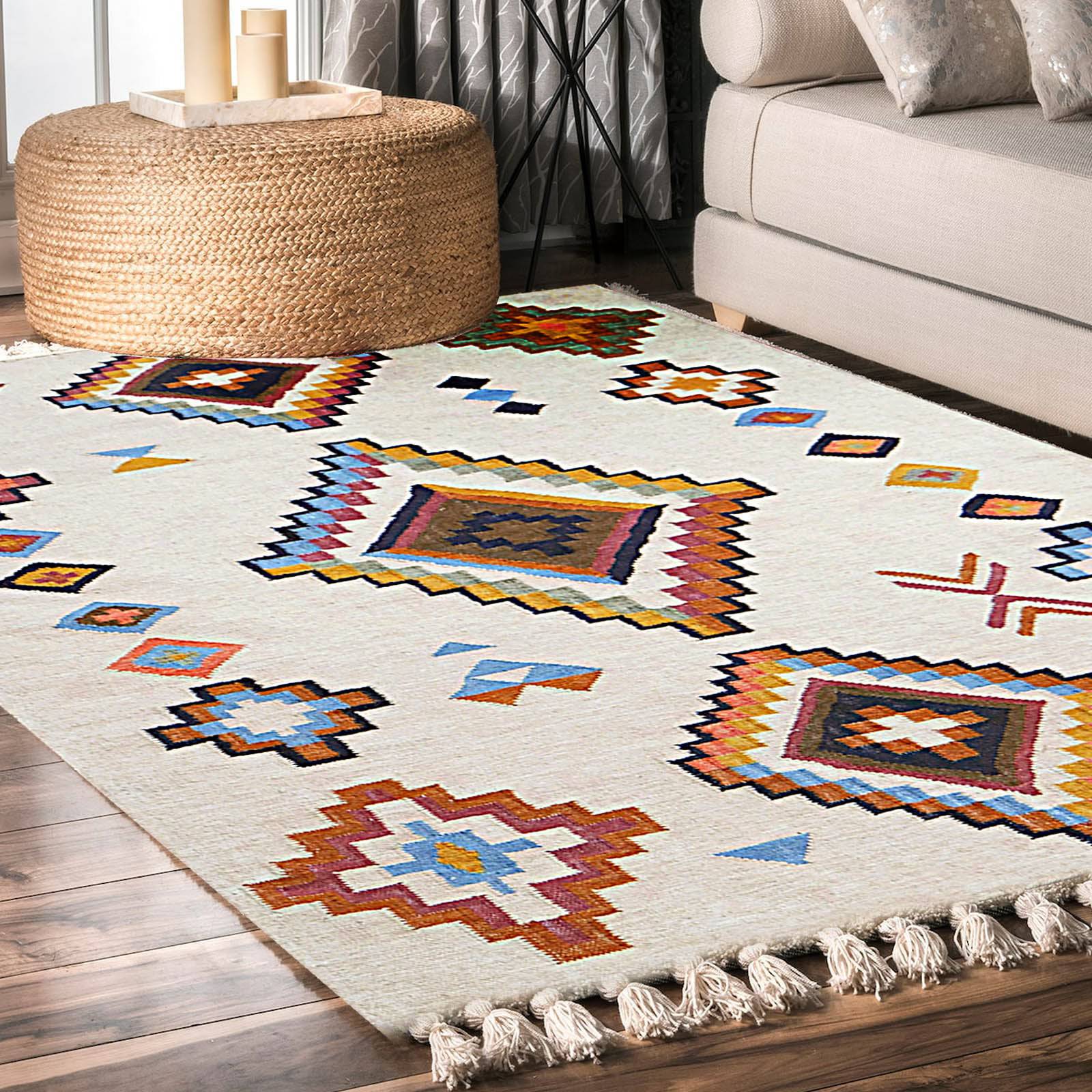 230X160 Cm Amak Handmade Wool Rug Jh-20012-L - Rugs - ebarza Furniture UAE | Shop Modern Furniture in Abu Dhabi & Dubai - مفروشات ايبازرا في الامارات | تسوق اثاث عصري وديكورات مميزة في دبي وابوظبي