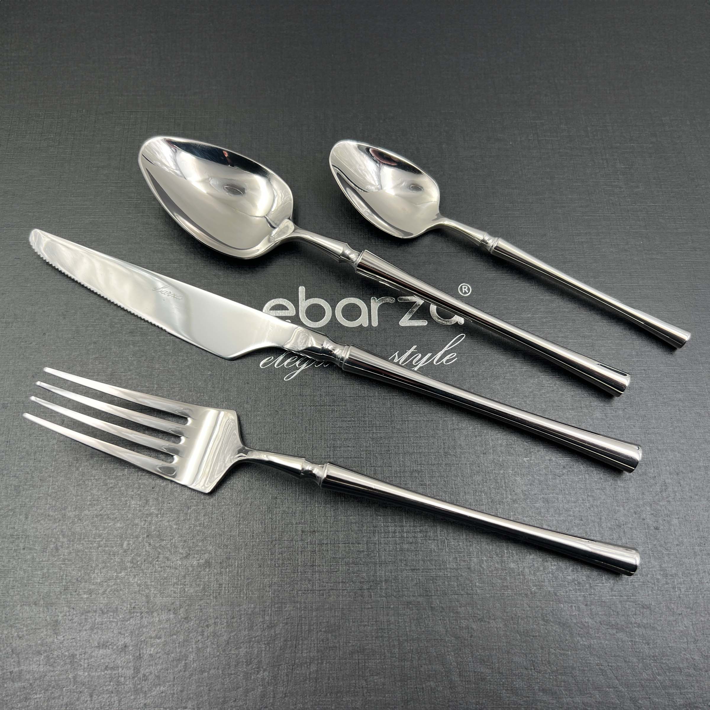 Jance Set of 24 pcs Mirror Silver Cutlery Set 8076 - Cutlery Sets - ebarza Furniture UAE | Shop Modern Furniture in Abu Dhabi & Dubai - مفروشات ايبازرا في الامارات | تسوق اثاث عصري وديكورات مميزة في دبي وابوظبي