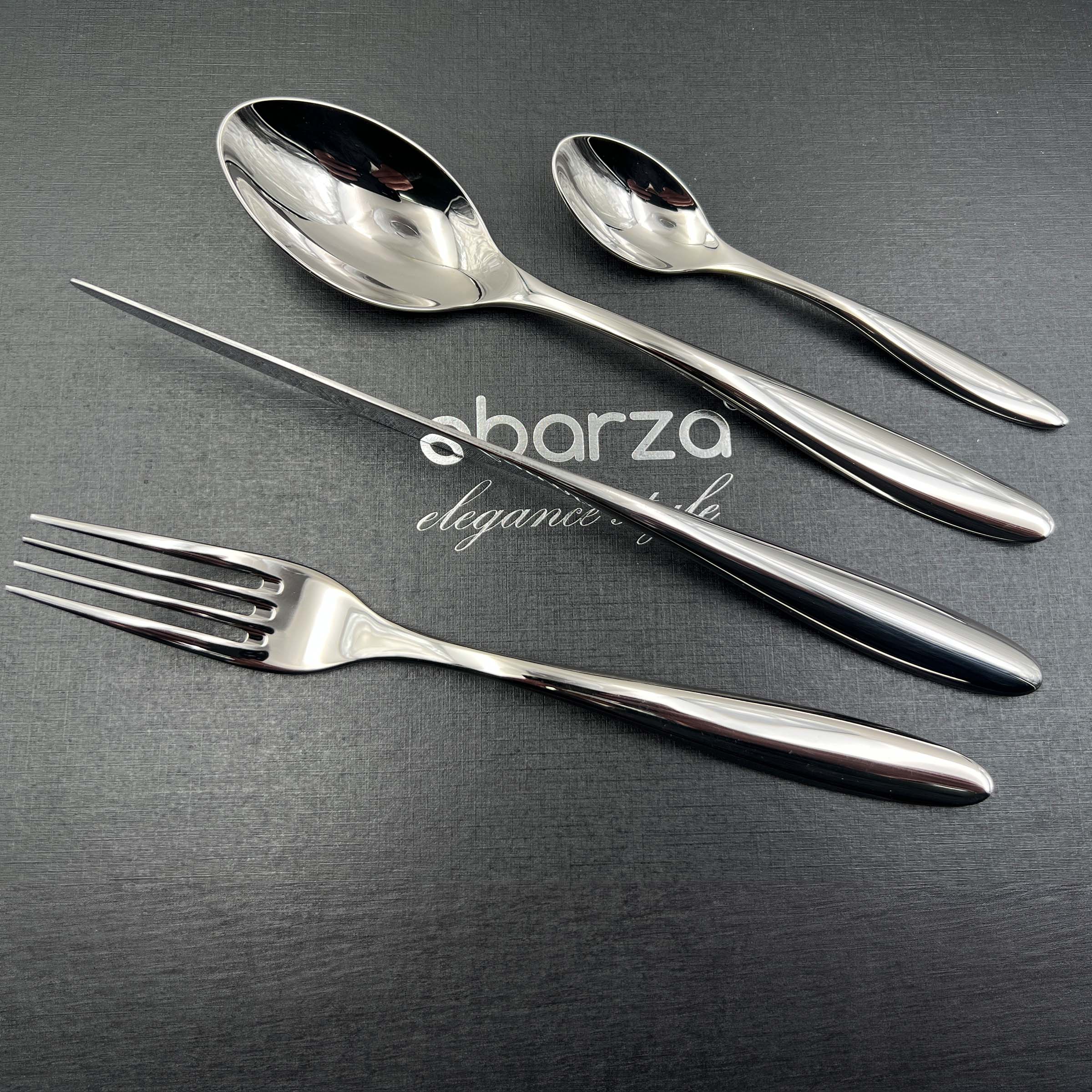 Arza Set of 24 pcs Mirror Silver Cutlery Set 8091 - Cutlery Sets - ebarza Furniture UAE | Shop Modern Furniture in Abu Dhabi & Dubai - مفروشات ايبازرا في الامارات | تسوق اثاث عصري وديكورات مميزة في دبي وابوظبي