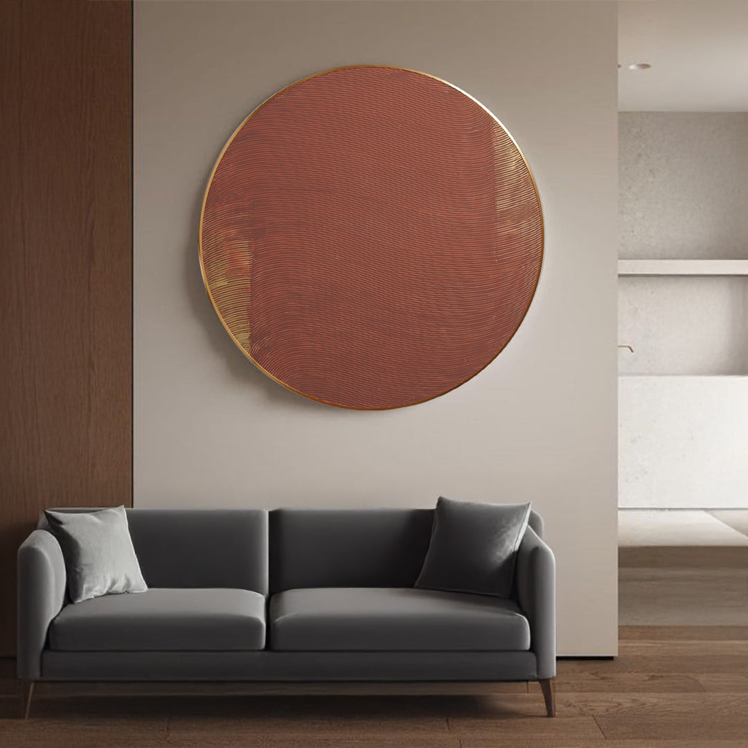 Weathered Charm Circle Metal FRAME Painting 120*120cm SOASAMPLE017 - Paintings - ebarza Furniture UAE | Shop Modern Furniture in Abu Dhabi & Dubai - مفروشات ايبازرا في الامارات | تسوق اثاث عصري وديكورات مميزة في دبي وابوظبي