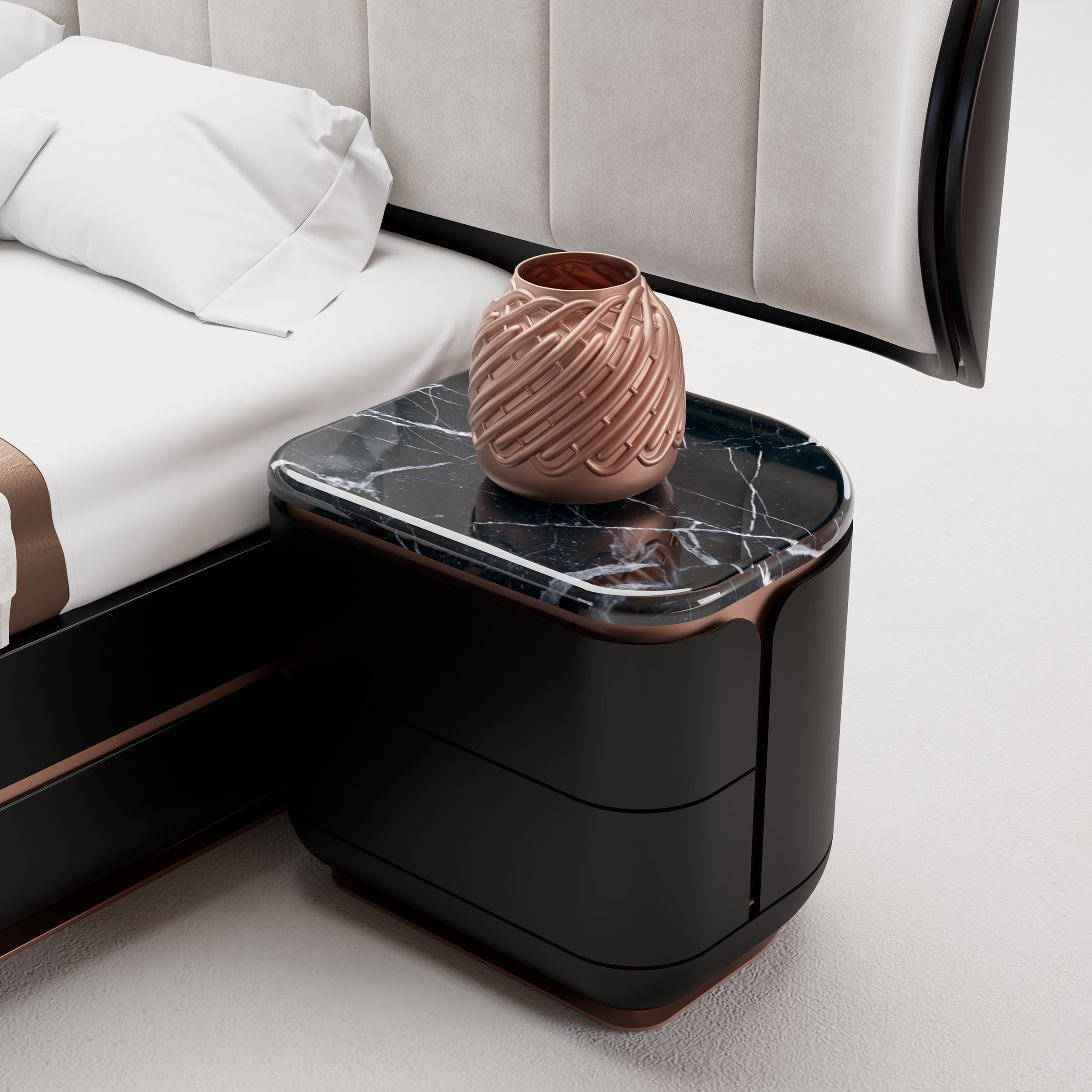 2X Tulip Black Bedside Tables KOMTLP001 - Bedside Tables - ebarza Furniture UAE | Shop Modern Furniture in Abu Dhabi & Dubai - مفروشات ايبازرا في الامارات | تسوق اثاث عصري وديكورات مميزة في دبي وابوظبي