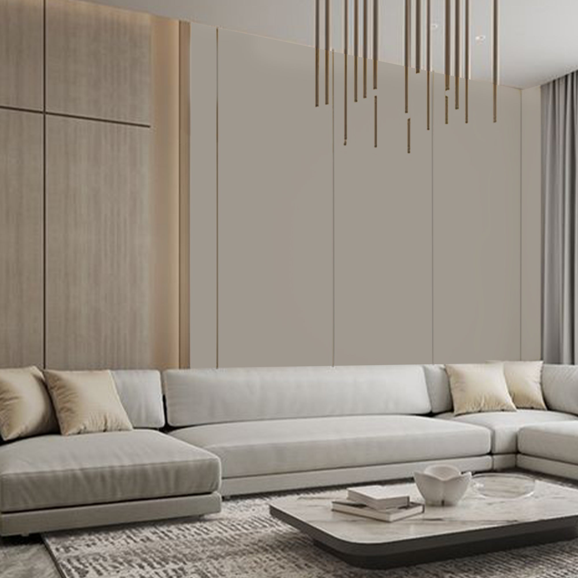 POWDER COATING MDF - DOUBLE-SIDED BEVEL 45° (122x280x1.8cm,E0, 830 kg/m3,PROTECTIVE FILM) JD80035(Dark Beige) WQ - Wall Panels - ebarza Furniture UAE | Shop Modern Furniture in Abu Dhabi & Dubai - مفروشات ايبازرا في الامارات | تسوق اثاث عصري وديكورات مميزة في دبي وابوظبي