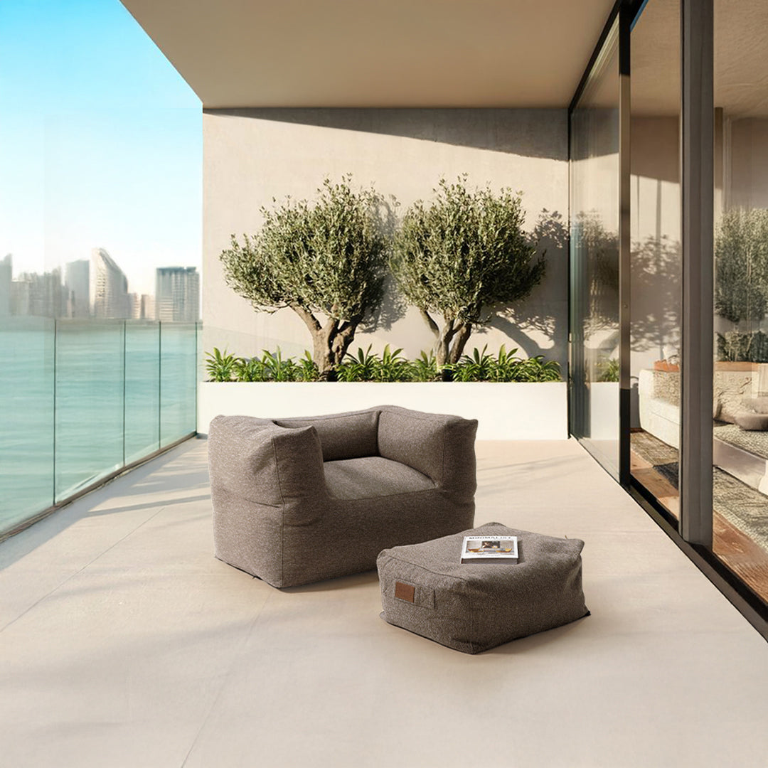 Olefin Brown Sunproof 100% Bean Bag With Ottoman 309-BB / 342-BB - Bean Bag - ebarza Furniture UAE | Shop Modern Furniture in Abu Dhabi & Dubai - مفروشات ايبازرا في الامارات | تسوق اثاث عصري وديكورات مميزة في دبي وابوظبي