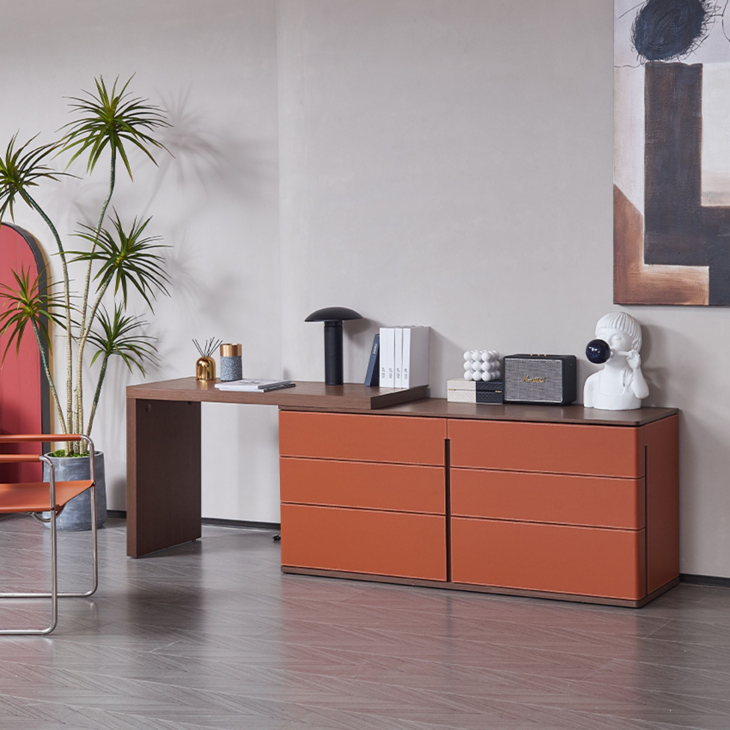 Mycroft Saddle Leather Desk / Cabinet MLL-T02-1 - Office Desks - ebarza Furniture UAE | Shop Modern Furniture in Abu Dhabi & Dubai - مفروشات ايبازرا في الامارات | تسوق اثاث عصري وديكورات مميزة في دبي وابوظبي