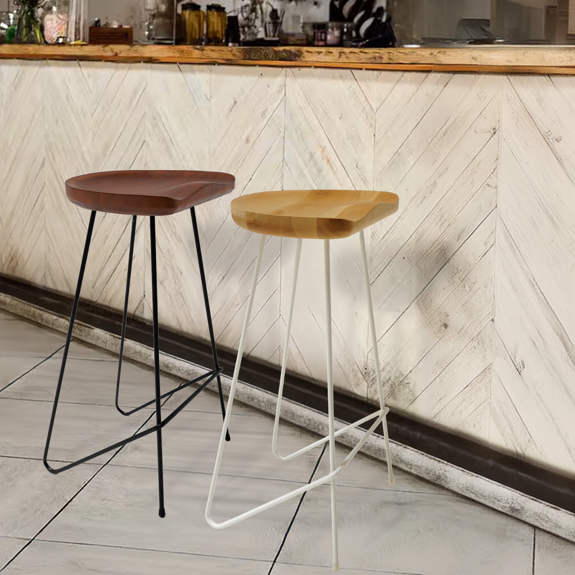 Solid Wood Bar Stool Ws-034E-W-Leg - Bar Stools - ebarza Furniture UAE | Shop Modern Furniture in Abu Dhabi & Dubai - مفروشات ايبازرا في الامارات | تسوق اثاث عصري وديكورات مميزة في دبي وابوظبي