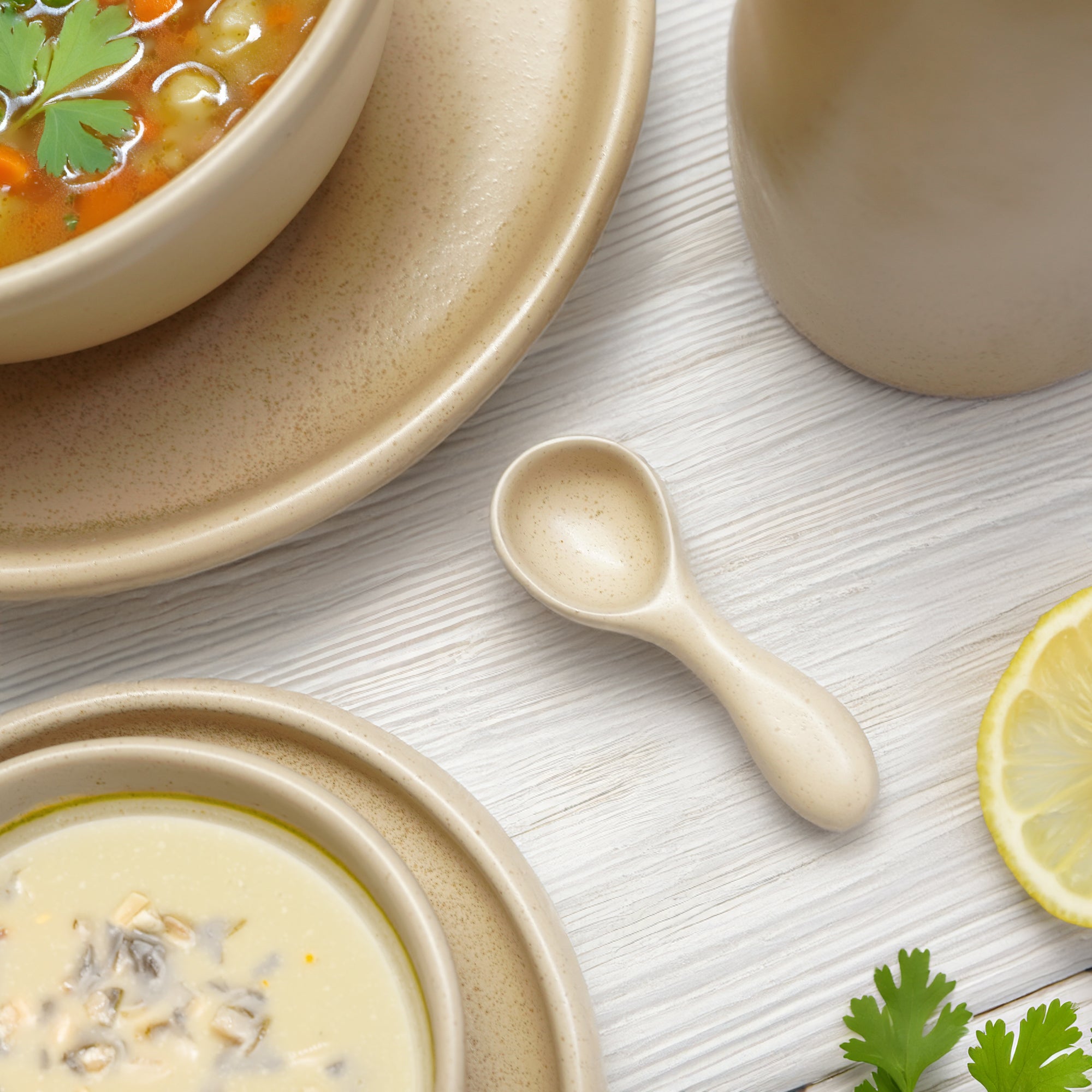 Asian Zen crockery dinner coffee and soup spoon E711-O- 06158 4.5 - Cutlery Sets - ebarza Furniture UAE | Shop Modern Furniture in Abu Dhabi & Dubai - مفروشات ايبازرا في الامارات | تسوق اثاث عصري وديكورات مميزة في دبي وابوظبي