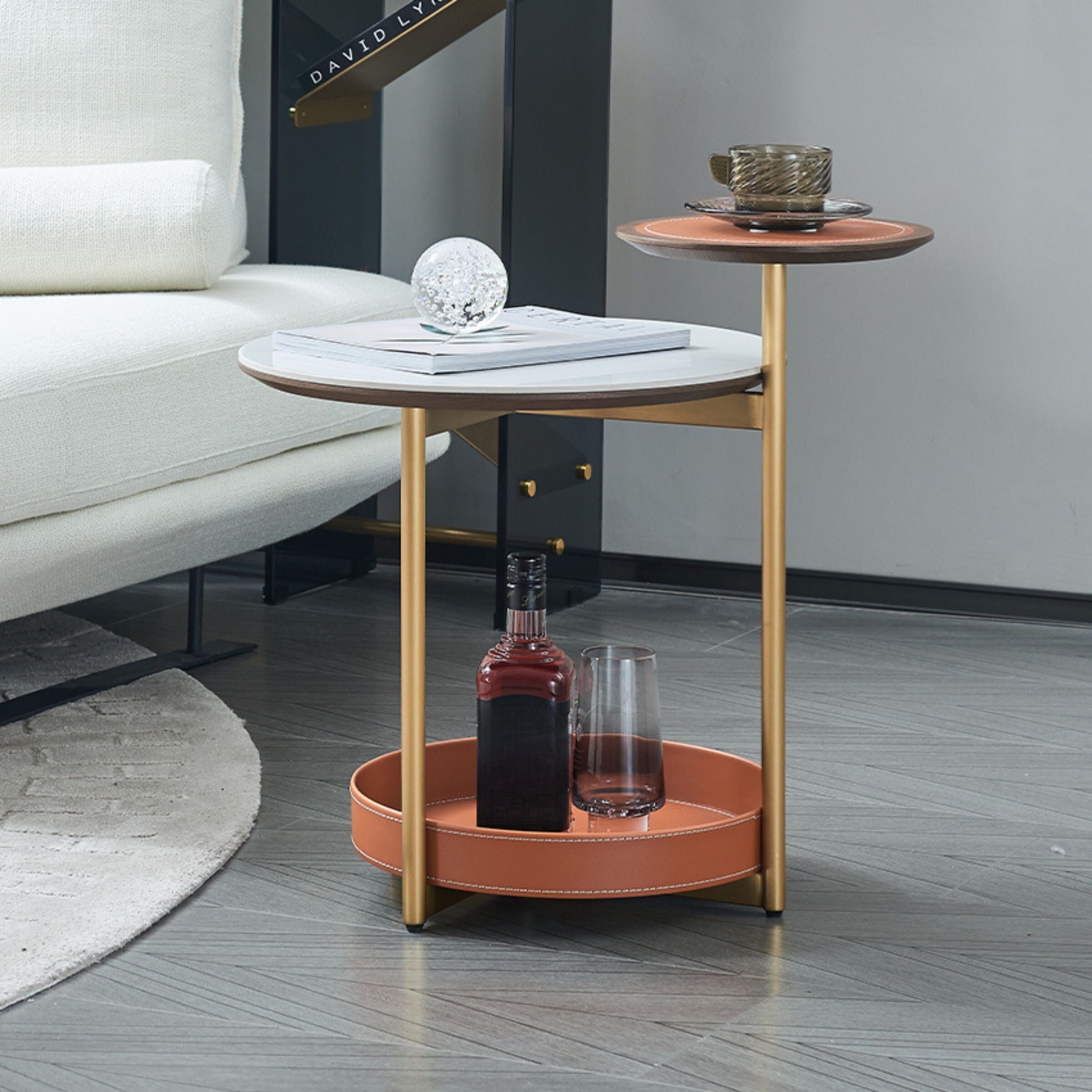 Mycroft Saddle Leather Side Table MLL-D47 -  Side Tables - ebarza Furniture UAE | Shop Modern Furniture in Abu Dhabi & Dubai - مفروشات ايبازرا في الامارات | تسوق اثاث عصري وديكورات مميزة في دبي وابوظبي